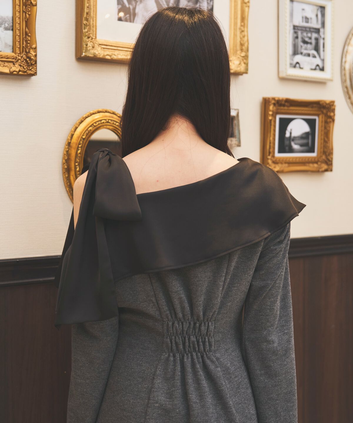 アンドクチュール「ショルダーリボンカットソーワンピース」|ワンピース|