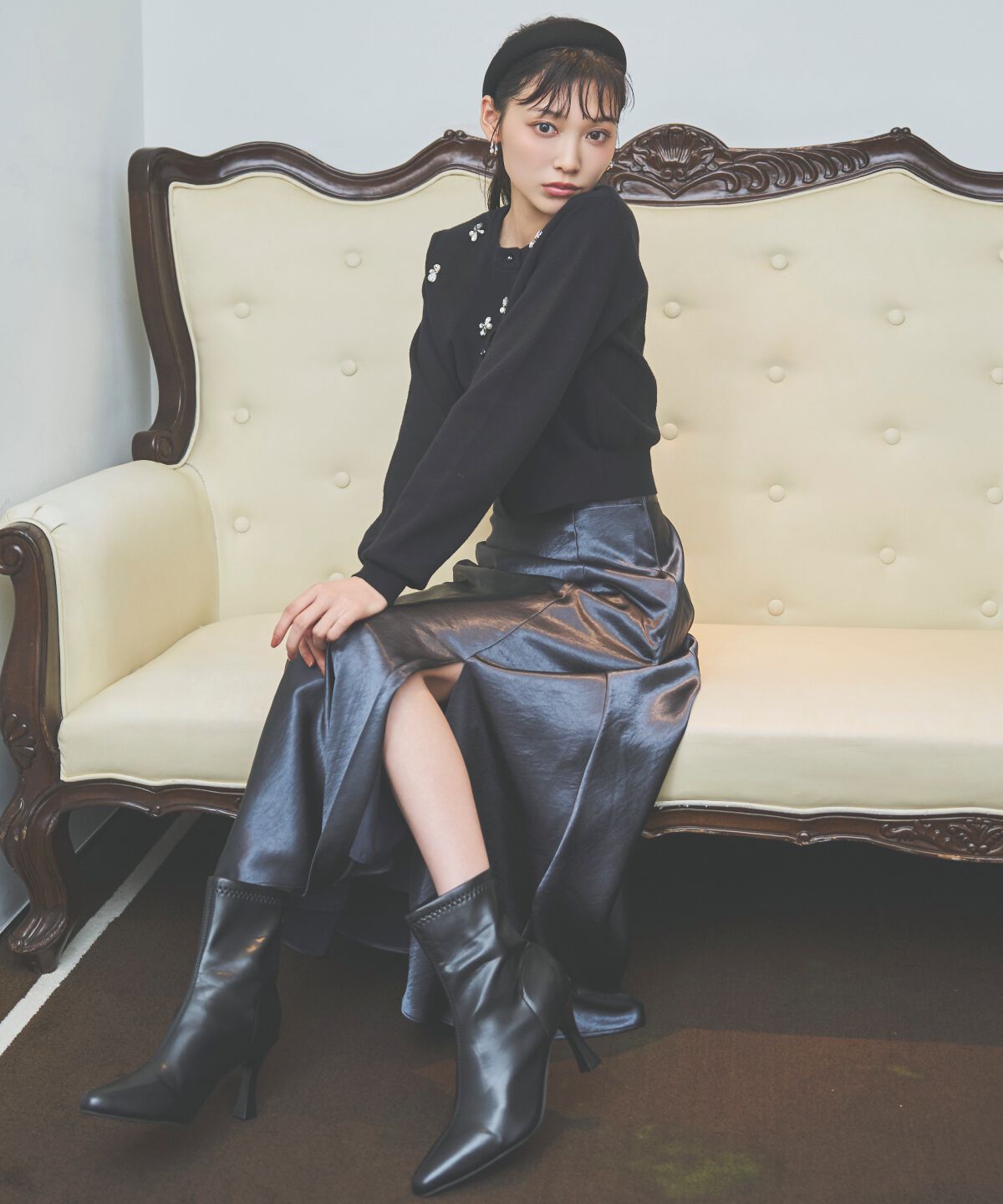 アンドクチュール「ビジュー&times;パールニットカーディガン」|カーディガン|