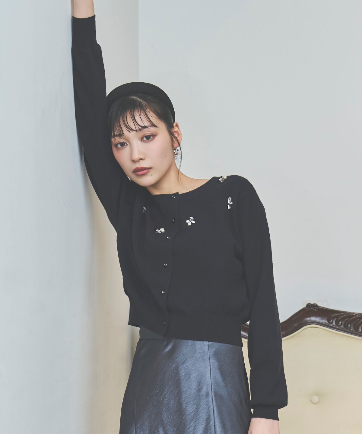 アンドクチュール「ビジュー&times;パールニットカーディガン」|カーディガン|