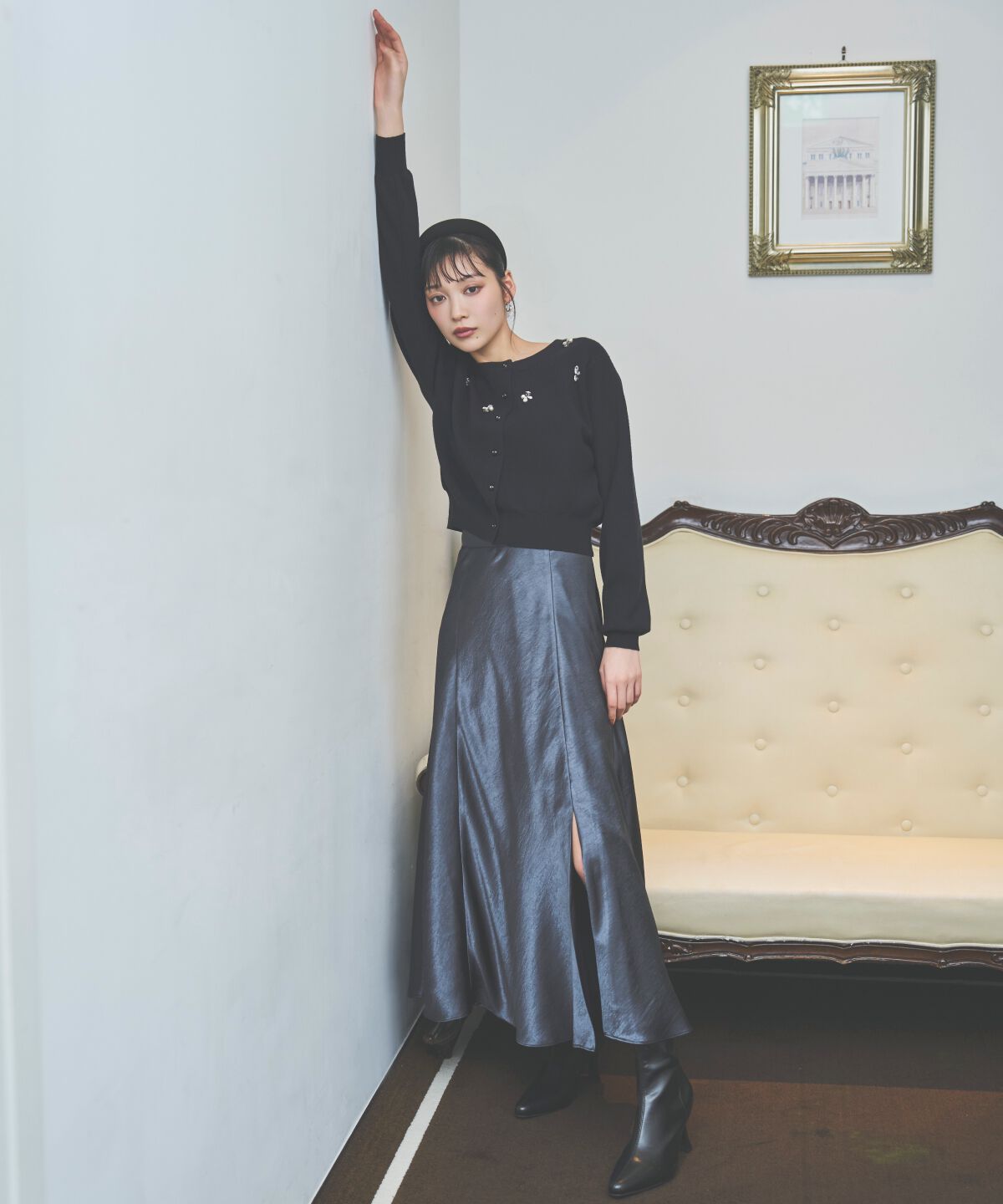 アンドクチュール「ビジュー&times;パールニットカーディガン」|カーディガン|