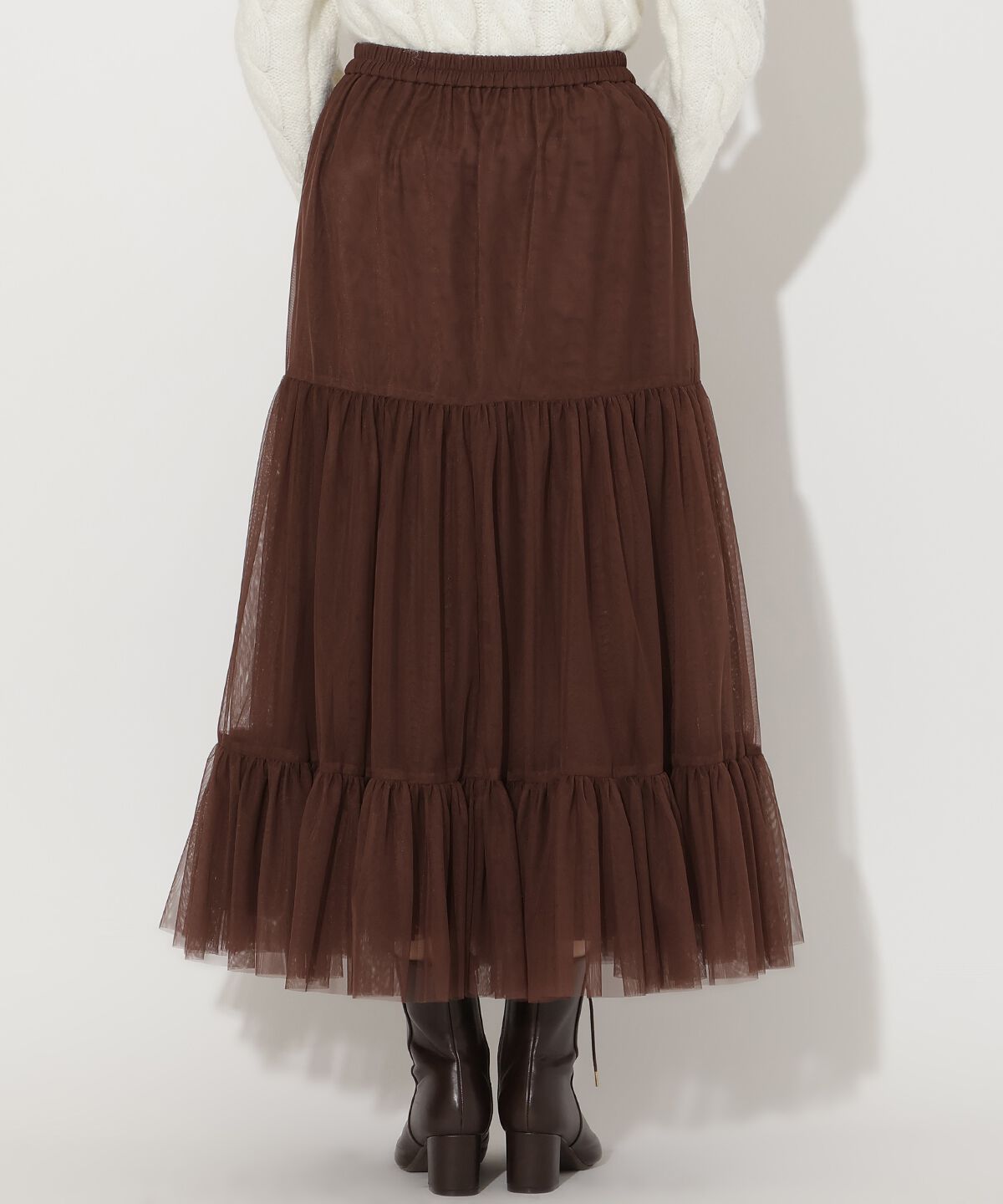 アンドクチュール「チュールティアードギャザースカート」|フレア|