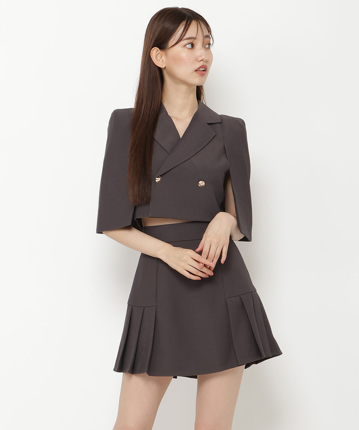 REDYAZEL「サイドプリーツミニスカート」|フレア|