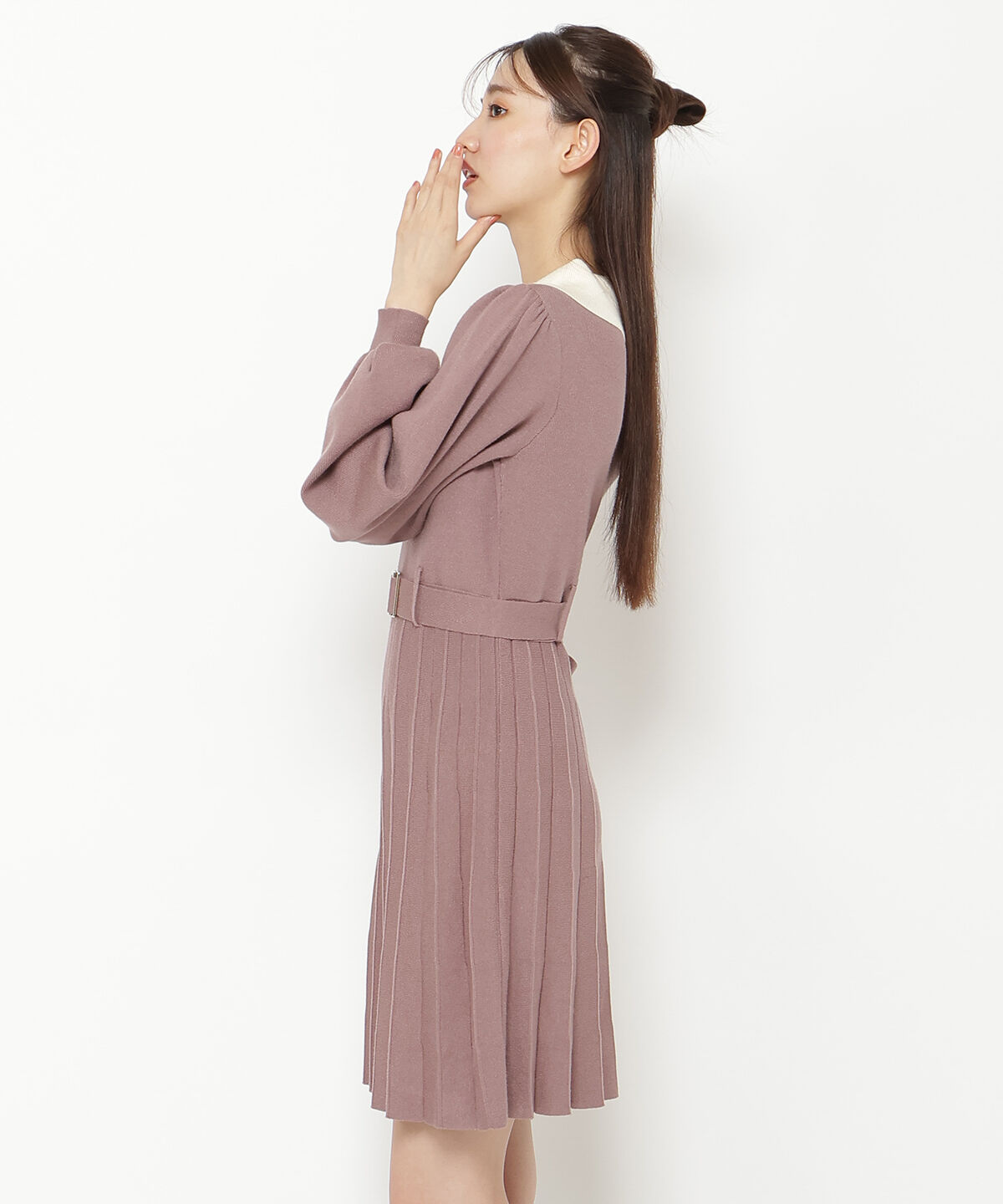 REDYAZEL「ホワイトカラーニットワンピース」|ワンピース|