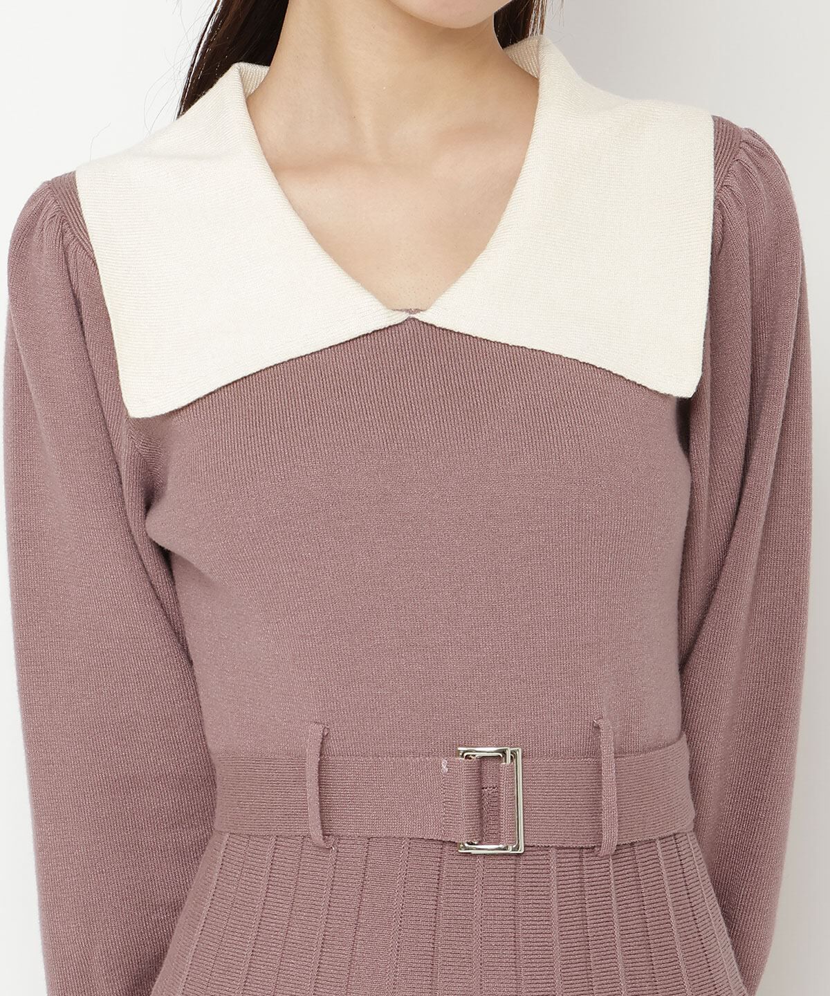 REDYAZEL「ホワイトカラーニットワンピース」|ワンピース|