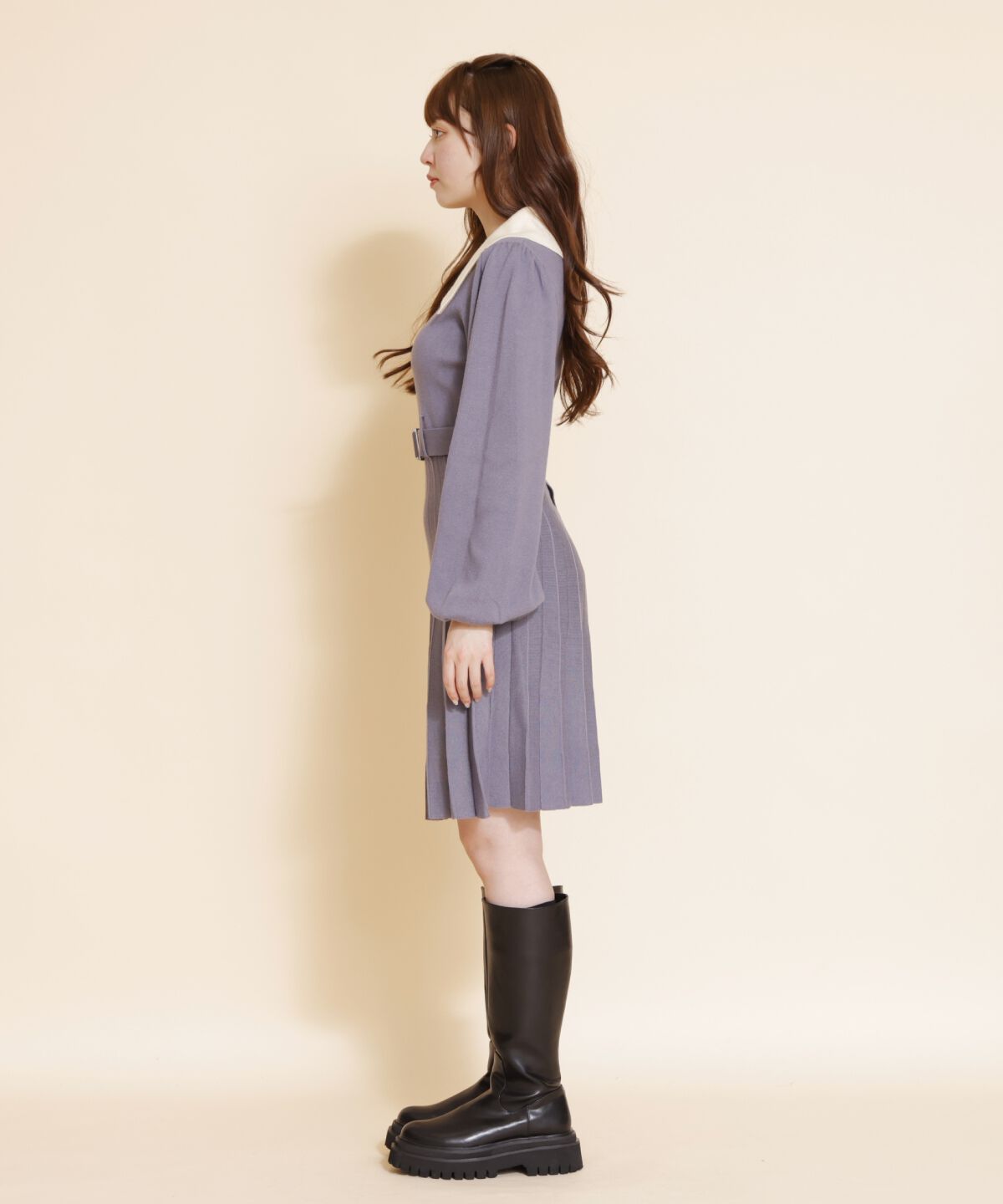 REDYAZEL「ホワイトカラーニットワンピース」|ワンピース|