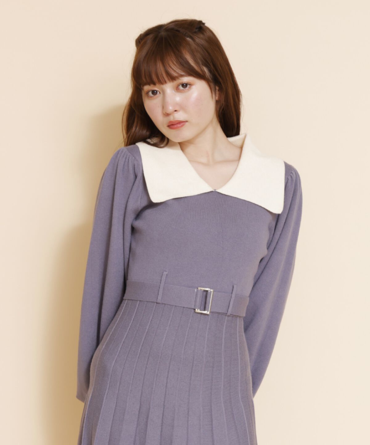 REDYAZEL「ホワイトカラーニットワンピース」|ワンピース|