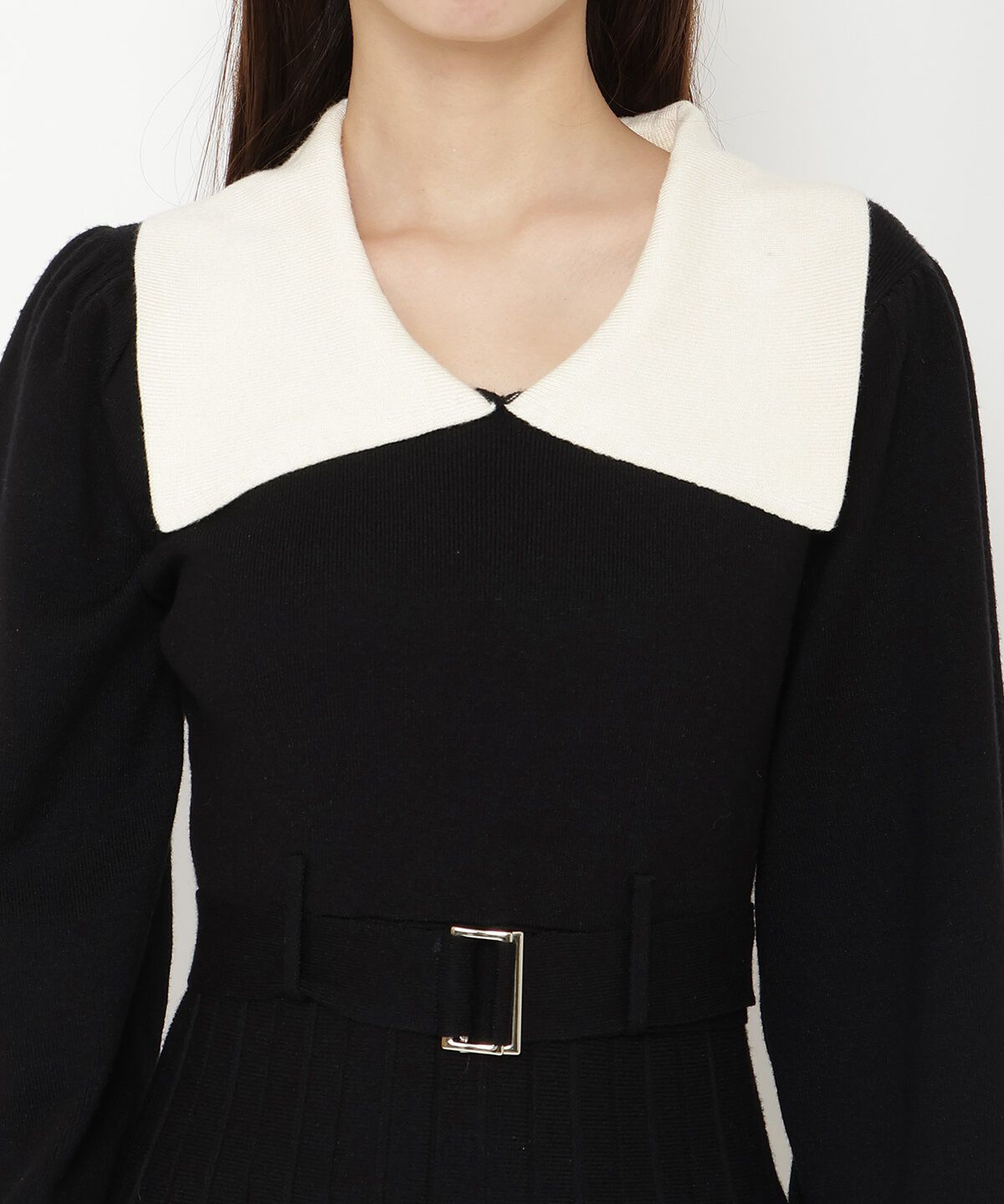 REDYAZEL「ホワイトカラーニットワンピース」|ワンピース|