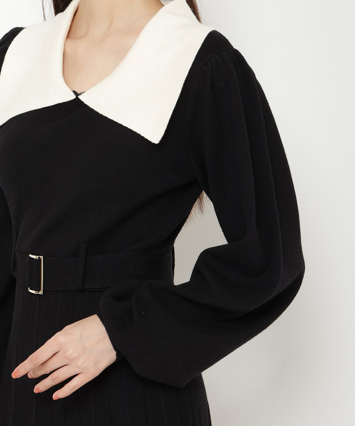 REDYAZEL「ホワイトカラーニットワンピース」|ワンピース|