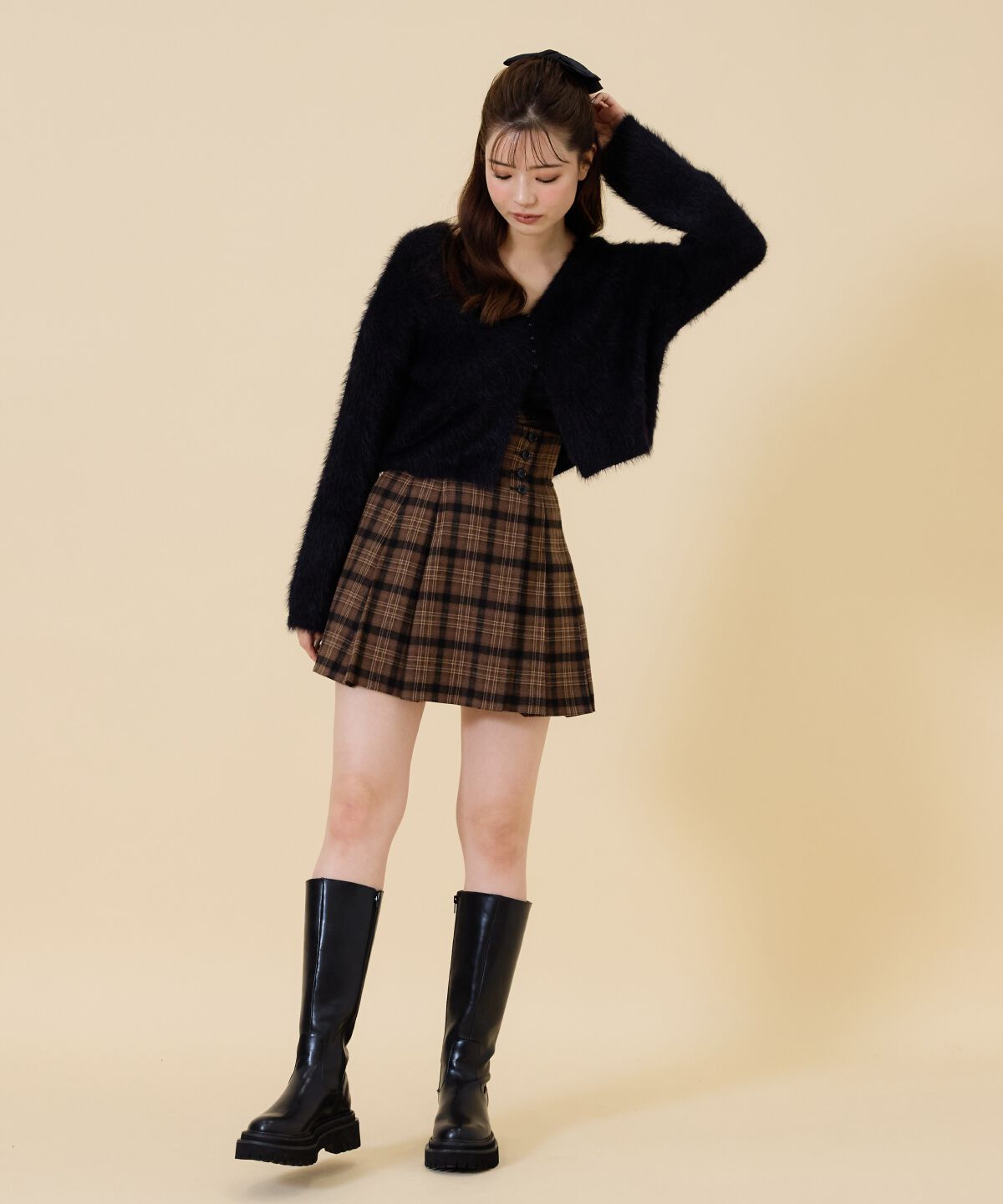 REDYAZEL「ミニパールボタンシャギーカーディガン」|カーディガン|