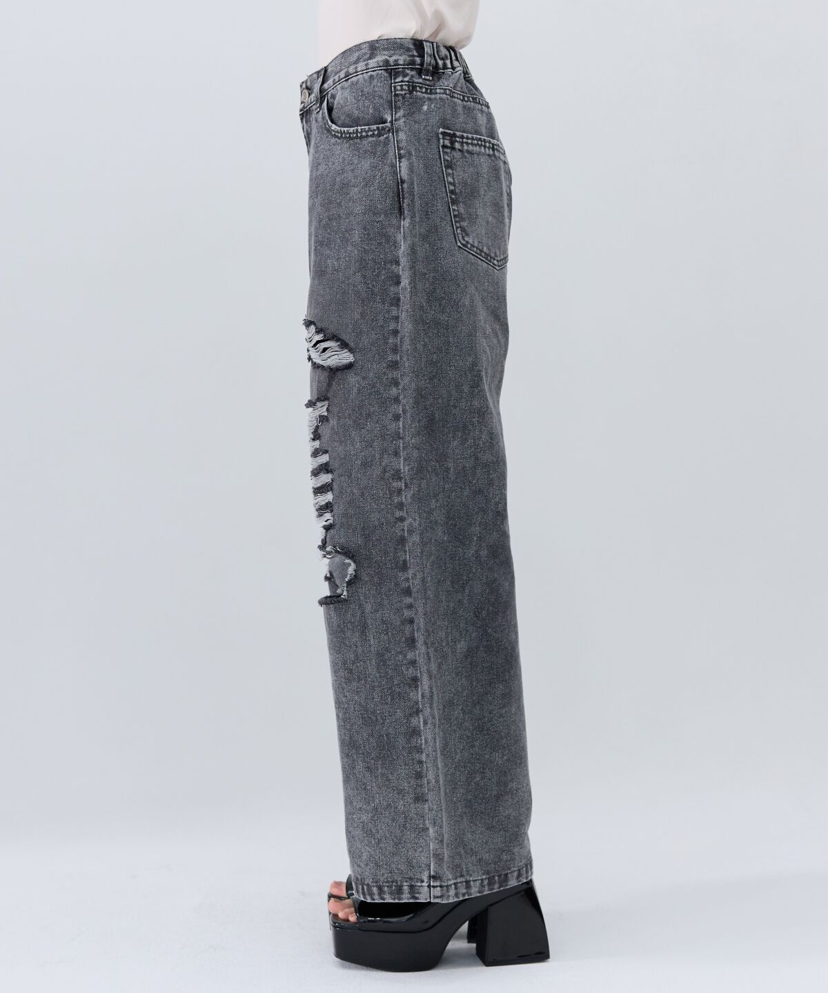 REDYAZEL「ダメージワイドデニムパンツ」|その他|