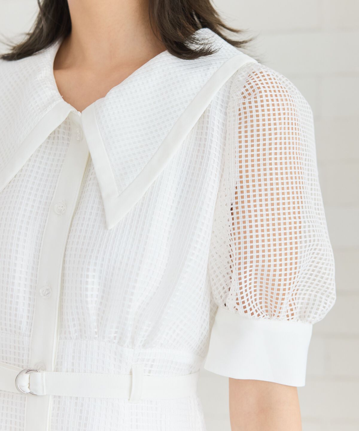 REDYAZEL「ビッグカラースクエアレースワンピース」|ワンピース|