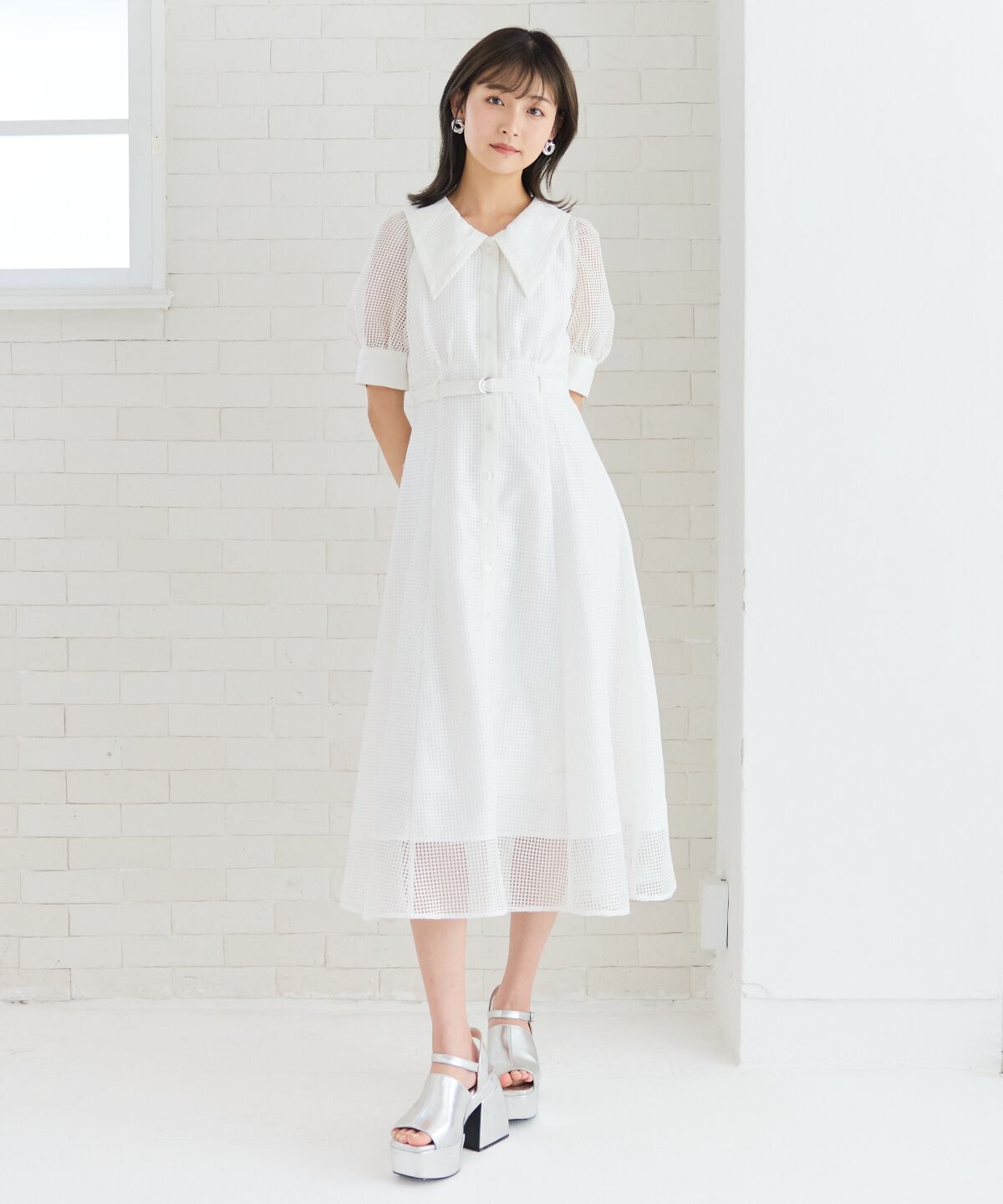 REDYAZEL「ビッグカラースクエアレースワンピース」|ワンピース|