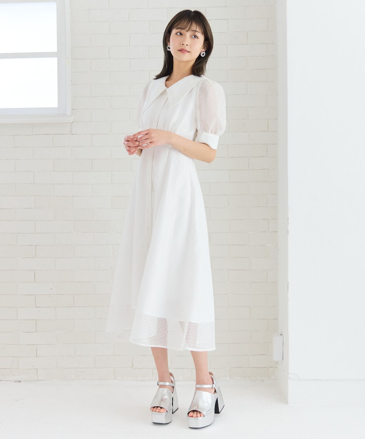 REDYAZEL「ビッグカラースクエアレースワンピース」|ワンピース|