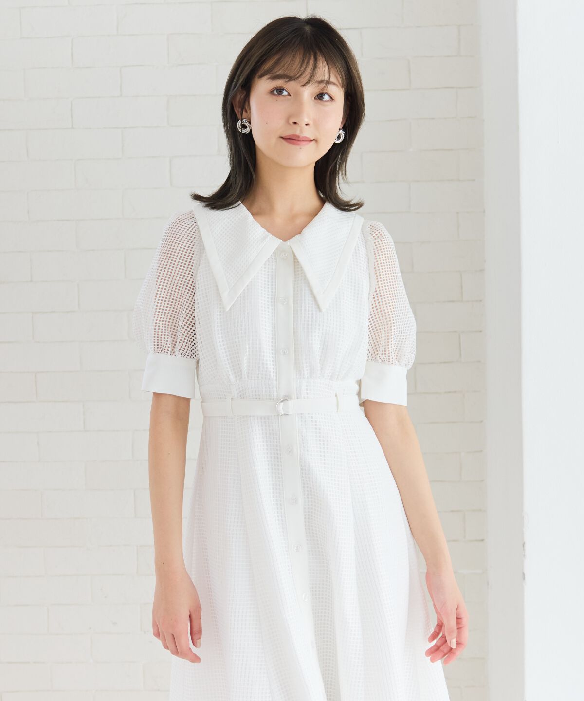 REDYAZEL「ビッグカラースクエアレースワンピース」|ワンピース|