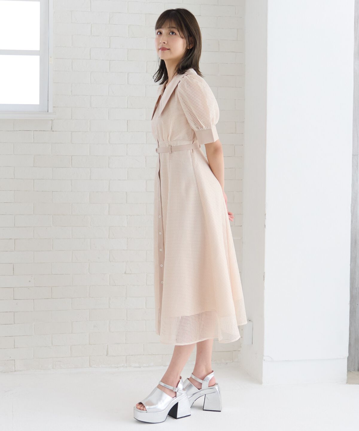 REDYAZEL「ビッグカラースクエアレースワンピース」|ワンピース|