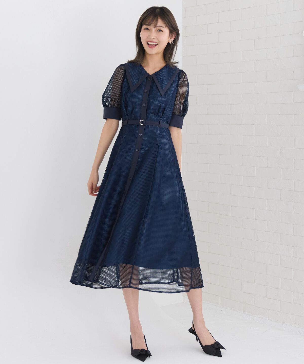 REDYAZEL「ビッグカラースクエアレースワンピース」|ワンピース|