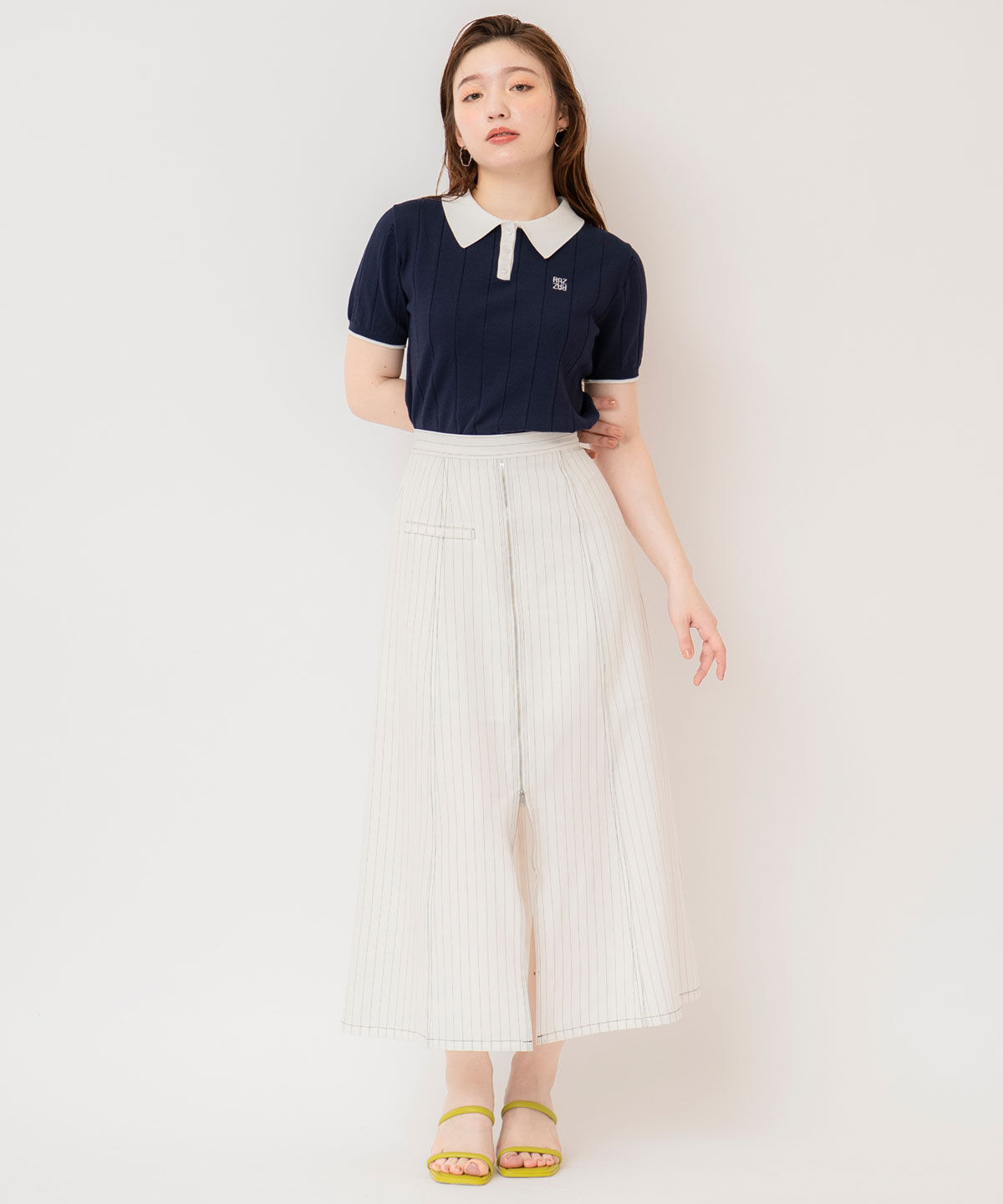 REDYAZEL「バイカラーポロサマーニットトップス」|ニット・セーター|