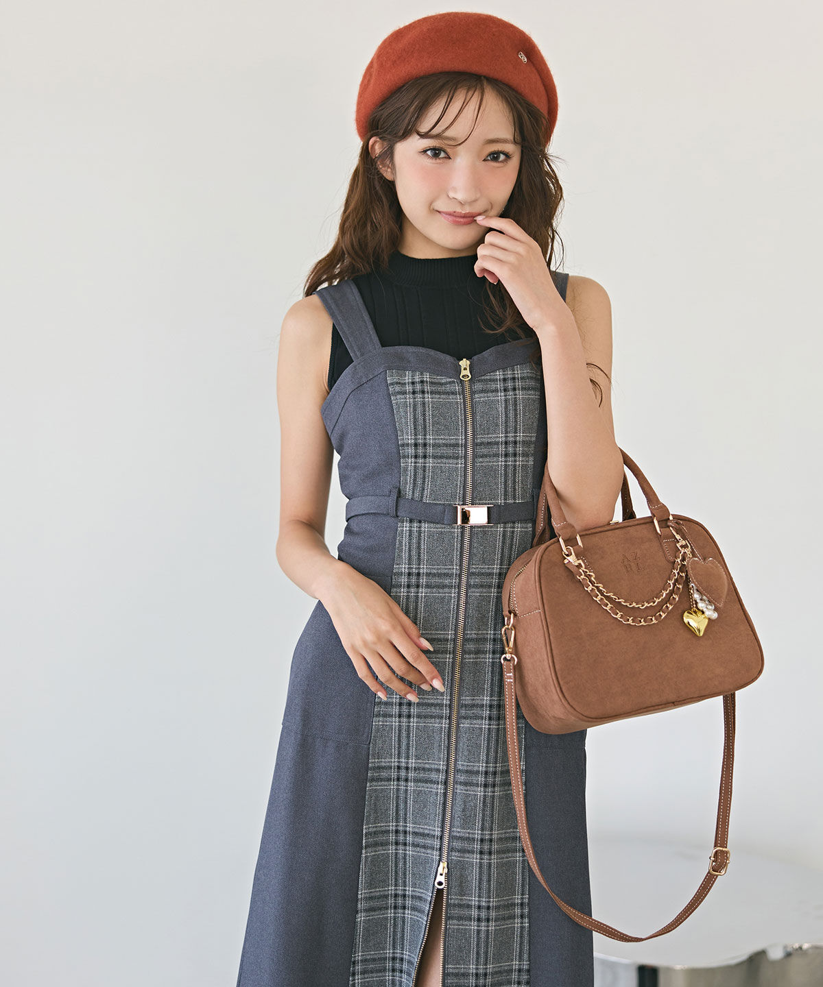 REDYAZEL「フロントジップバイカラーチェックワンピース」|ワンピース|