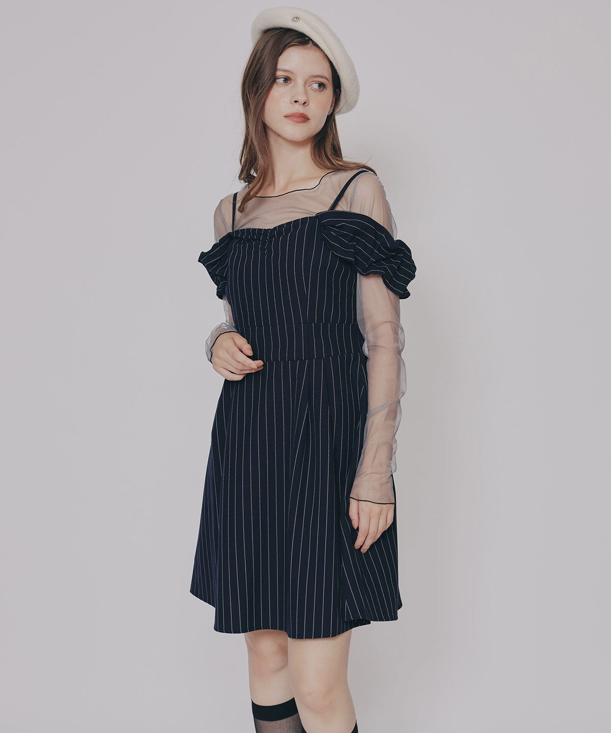 REDYAZEL「バイカラーメロウチュールトップス&times;ベアトップ」|Tシャツ・カットソー|