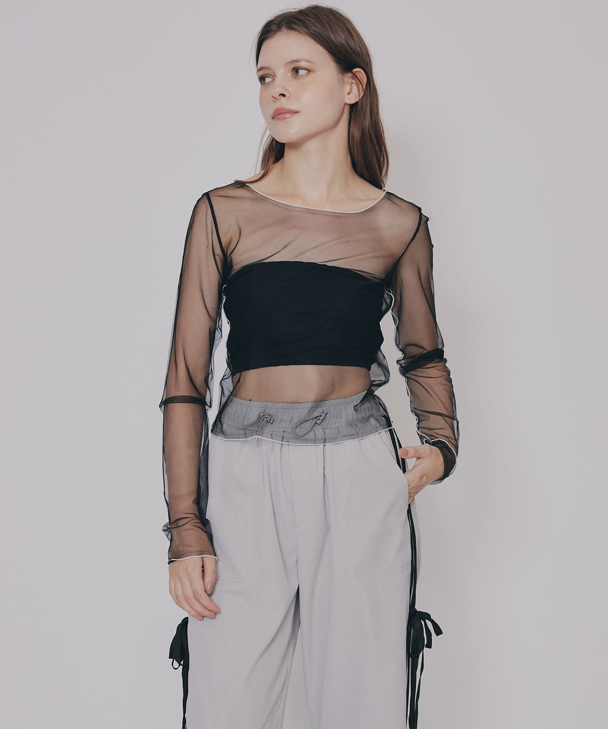 REDYAZEL「バイカラーメロウチュールトップス&times;ベアトップ」|Tシャツ・カットソー|