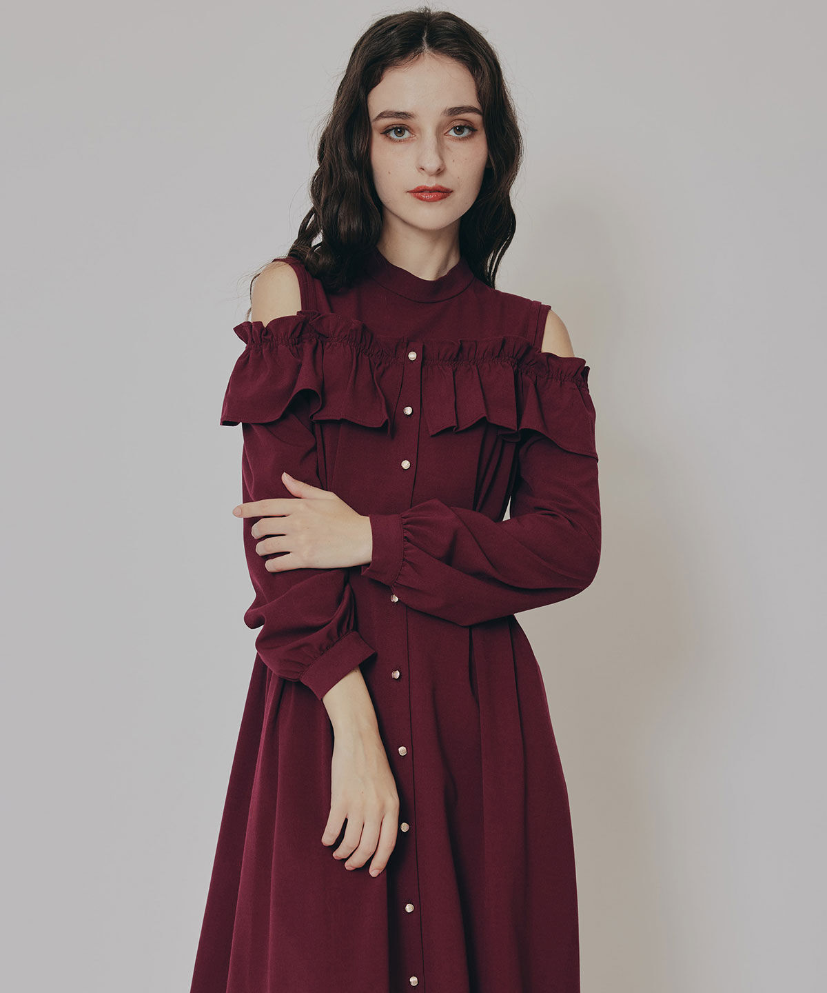 REDYAZEL「オープンショルダーフリルワンピース」|ワンピース|