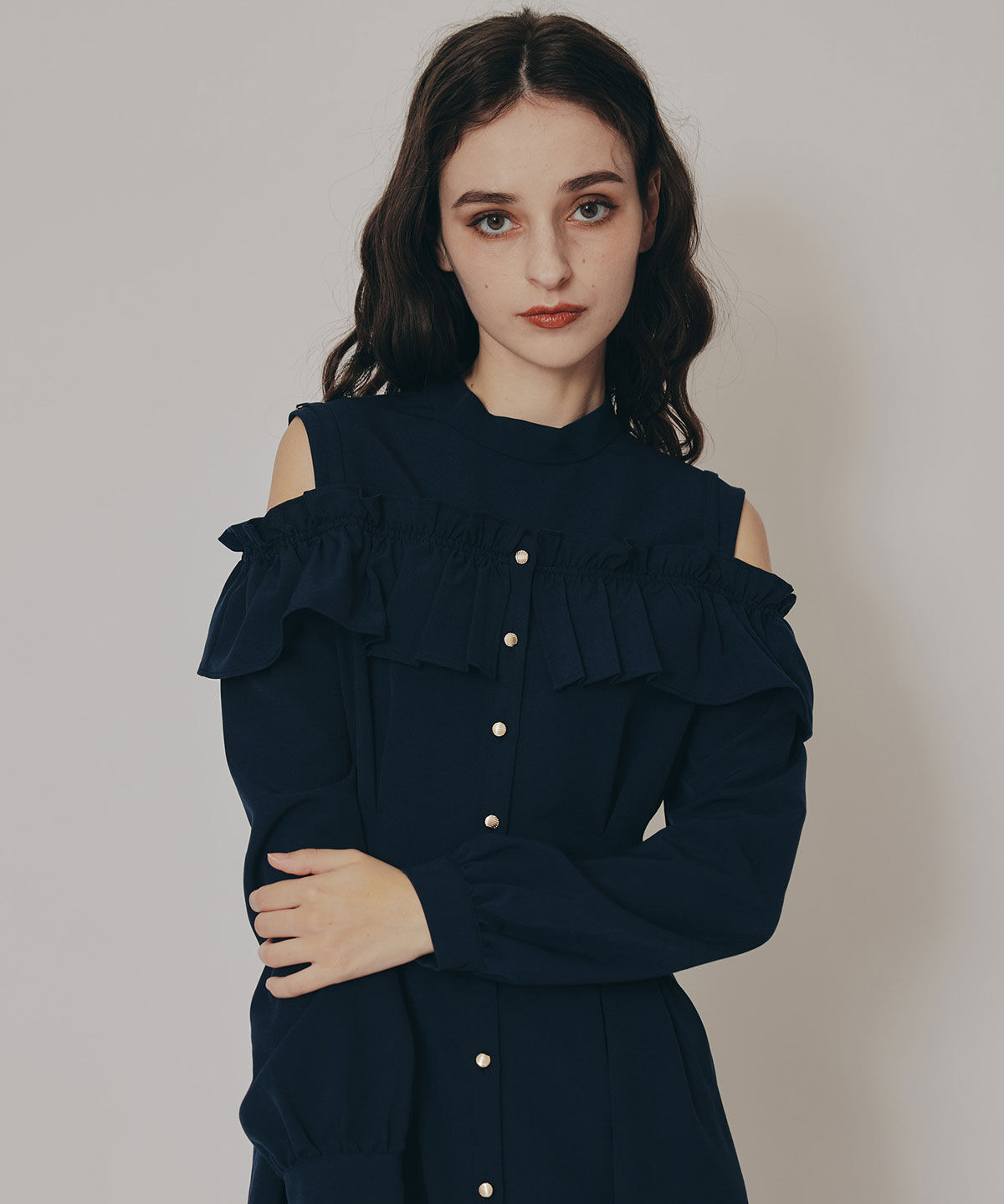 REDYAZEL「オープンショルダーフリルワンピース」|ワンピース|