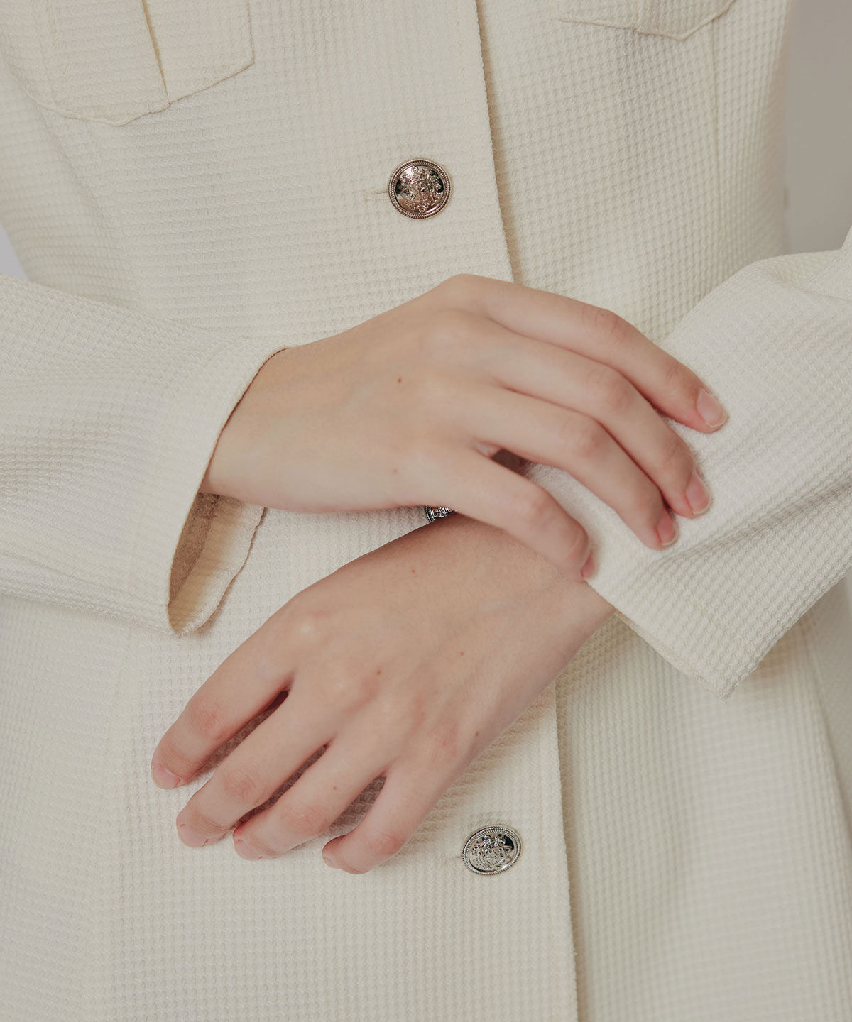 REDYAZEL「エンブレムボタンマイクロワッフルシャツワンピース」|ワンピース|