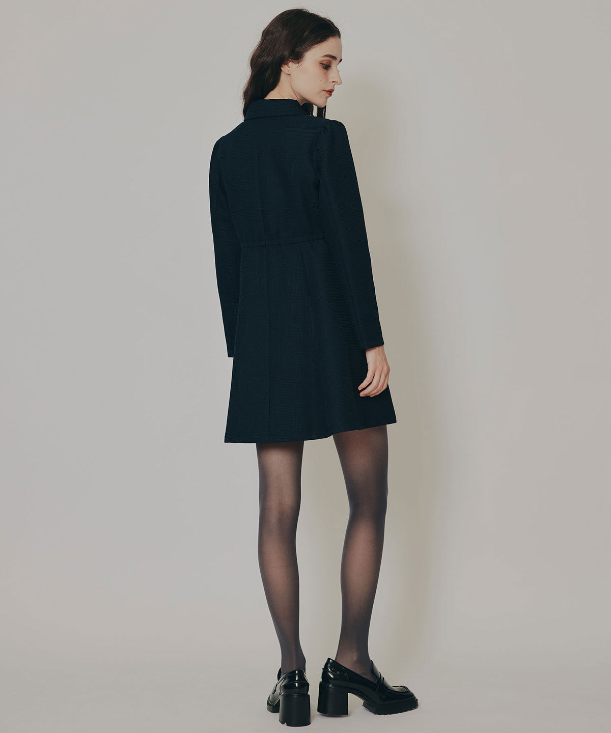 REDYAZEL「エンブレムボタンマイクロワッフルシャツワンピース」|ワンピース|