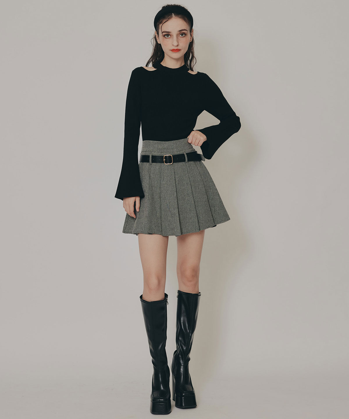 REDYAZEL「ローベルトプリーツミニスカート」|フレア|