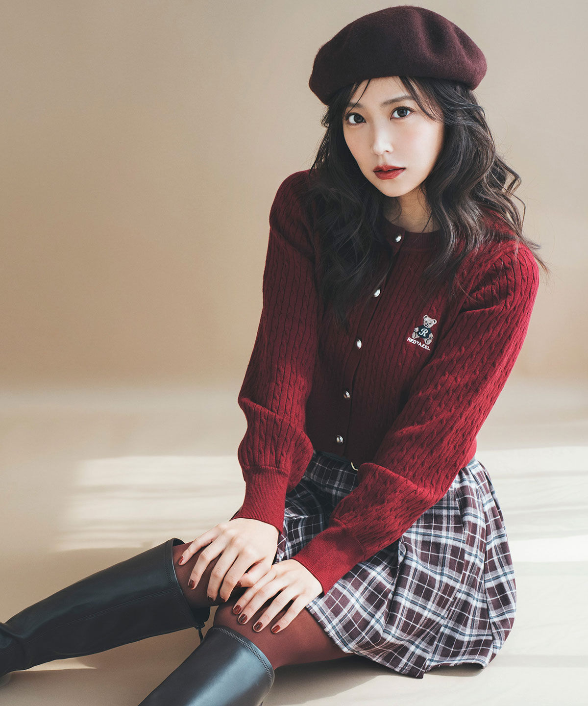 REDYAZEL「Azelyミニケーブルニットカーディガン」|カーディガン|