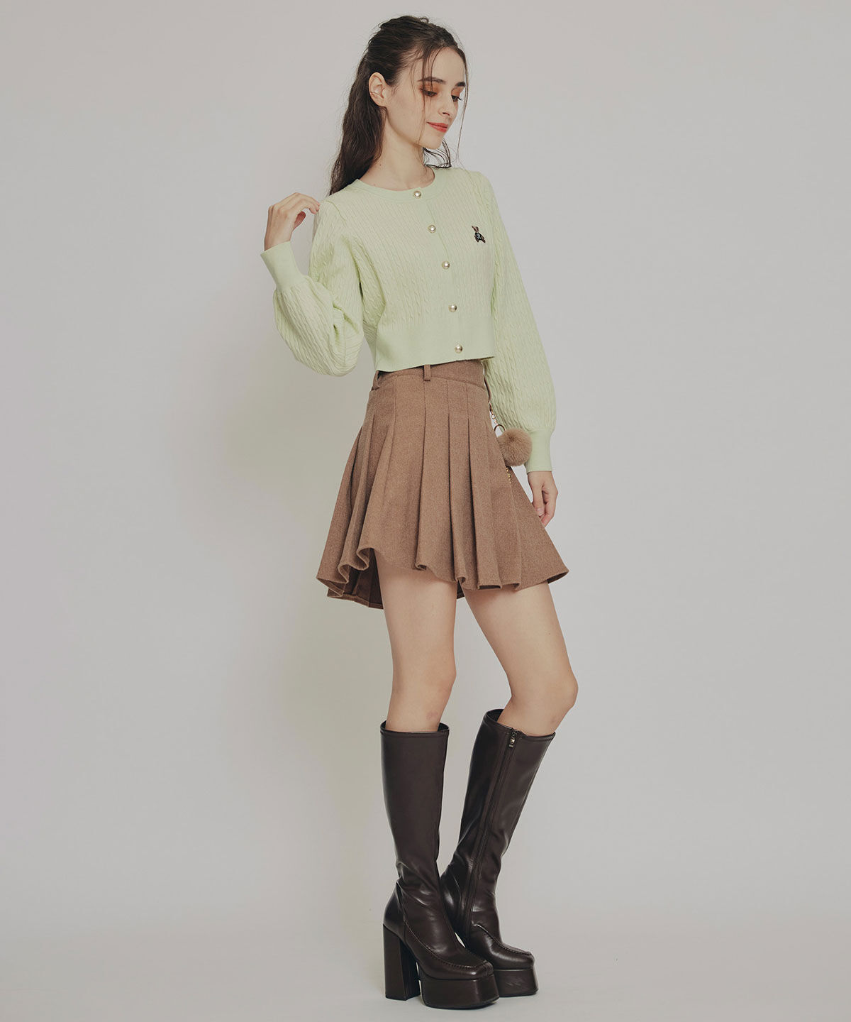 REDYAZEL「Azelyミニケーブルニットカーディガン」|カーディガン|