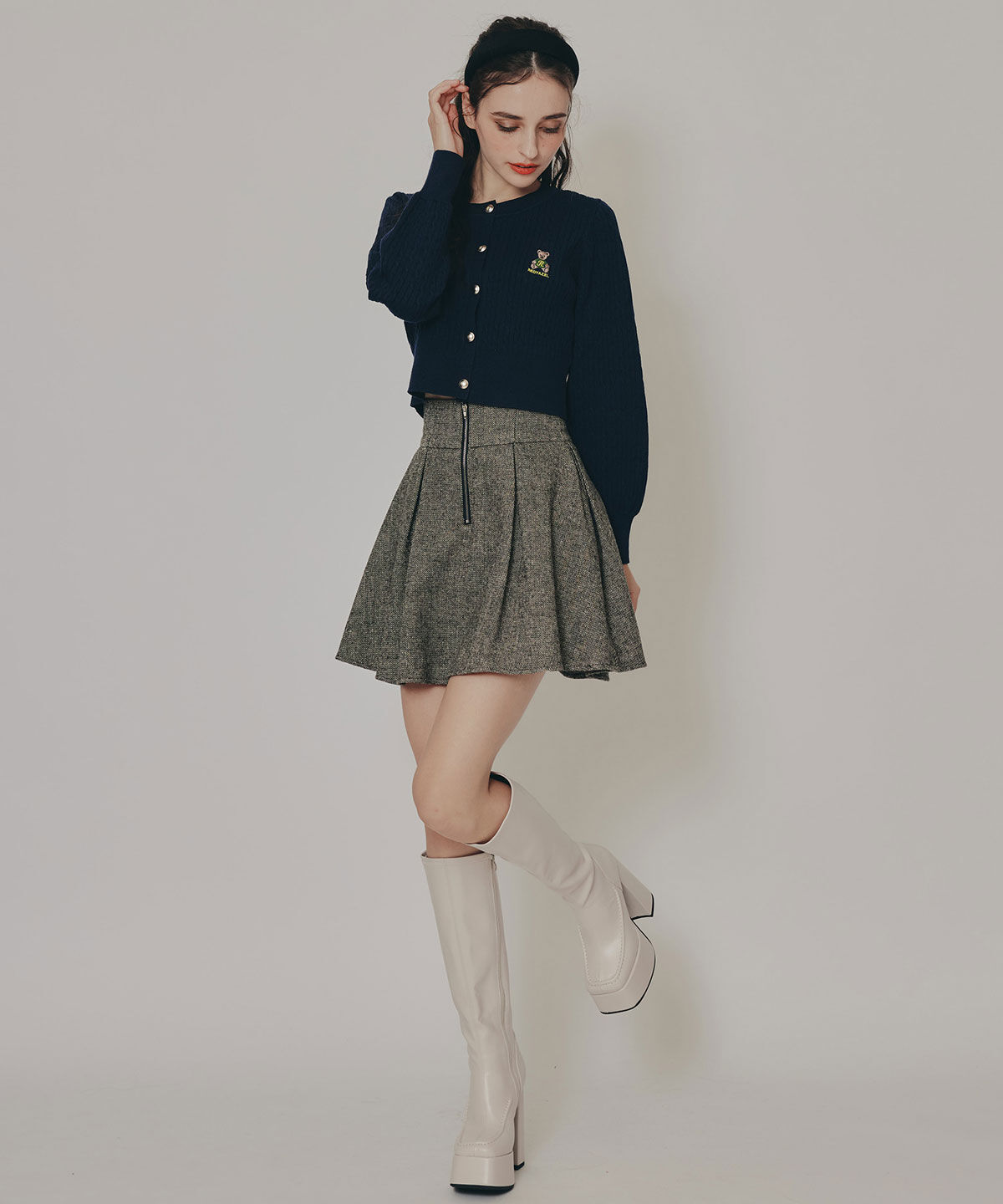 REDYAZEL「Azelyミニケーブルニットカーディガン」|カーディガン|