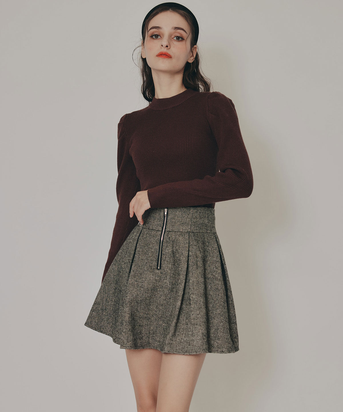 REDYAZEL「パワショルボトルネックニットトップス」|ニット・セーター|