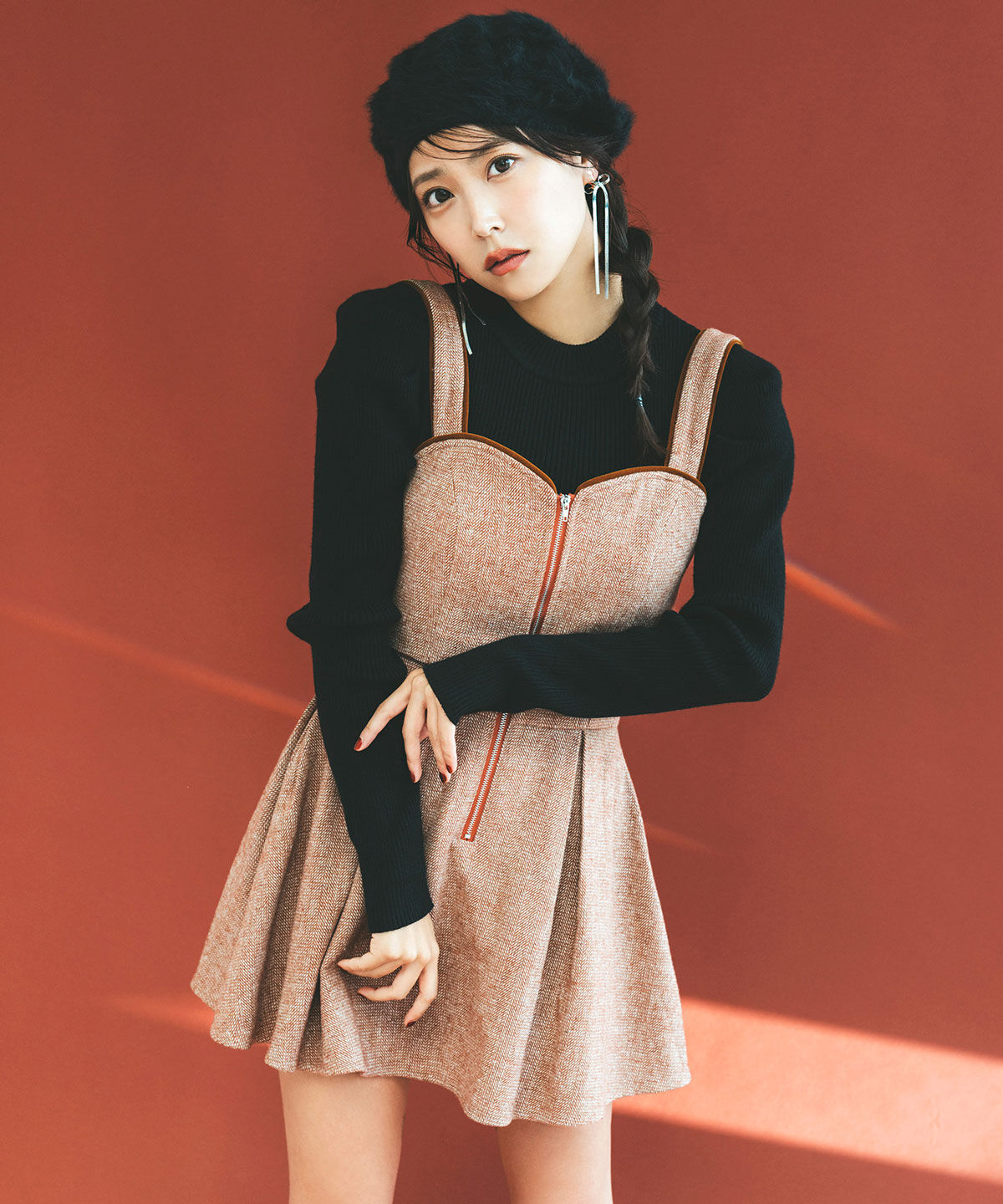 REDYAZEL「パワショルボトルネックニットトップス」|ニット・セーター|