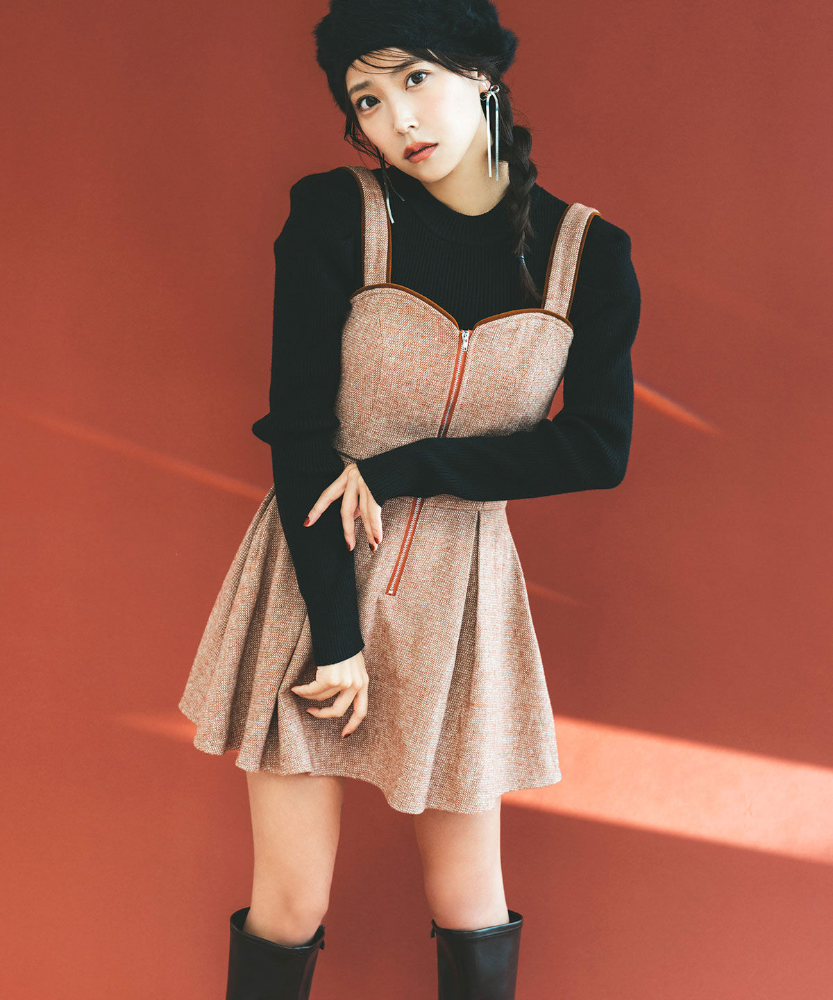 REDYAZEL「ヘリンボーンビスチェ&times;フレアミニスカートセットアップ」|ワンピース|