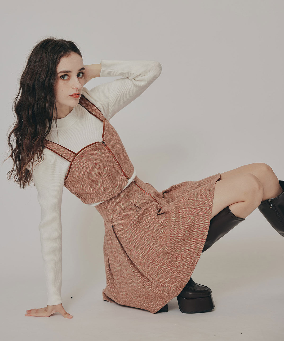 REDYAZEL「ヘリンボーンビスチェ&times;フレアミニスカートセットアップ」|ワンピース|