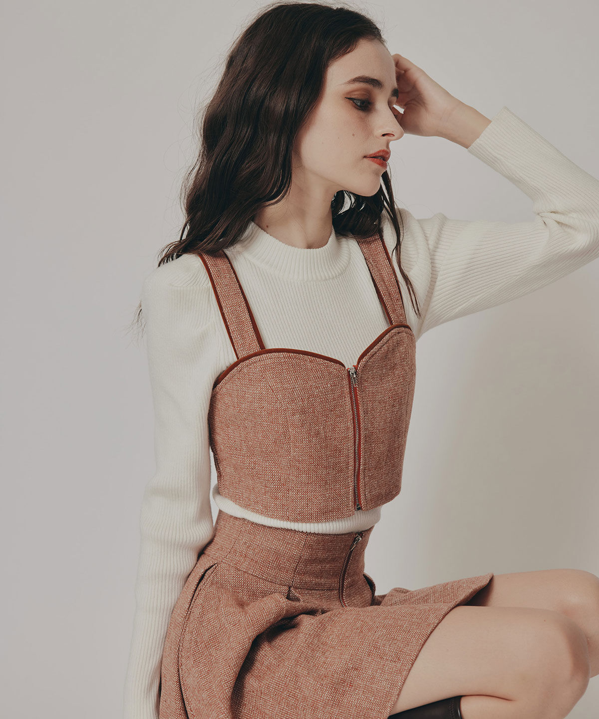 REDYAZEL「ヘリンボーンビスチェ&times;フレアミニスカートセットアップ」|ワンピース|