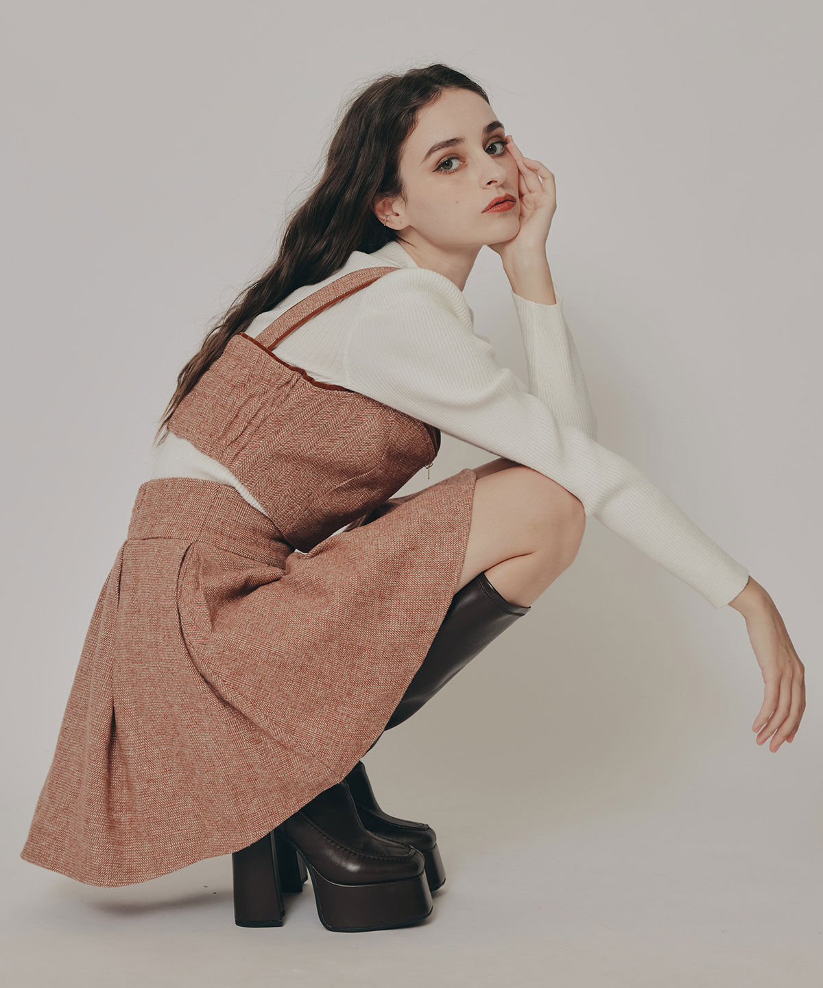 REDYAZEL「ヘリンボーンビスチェ&times;フレアミニスカートセットアップ」|ワンピース|