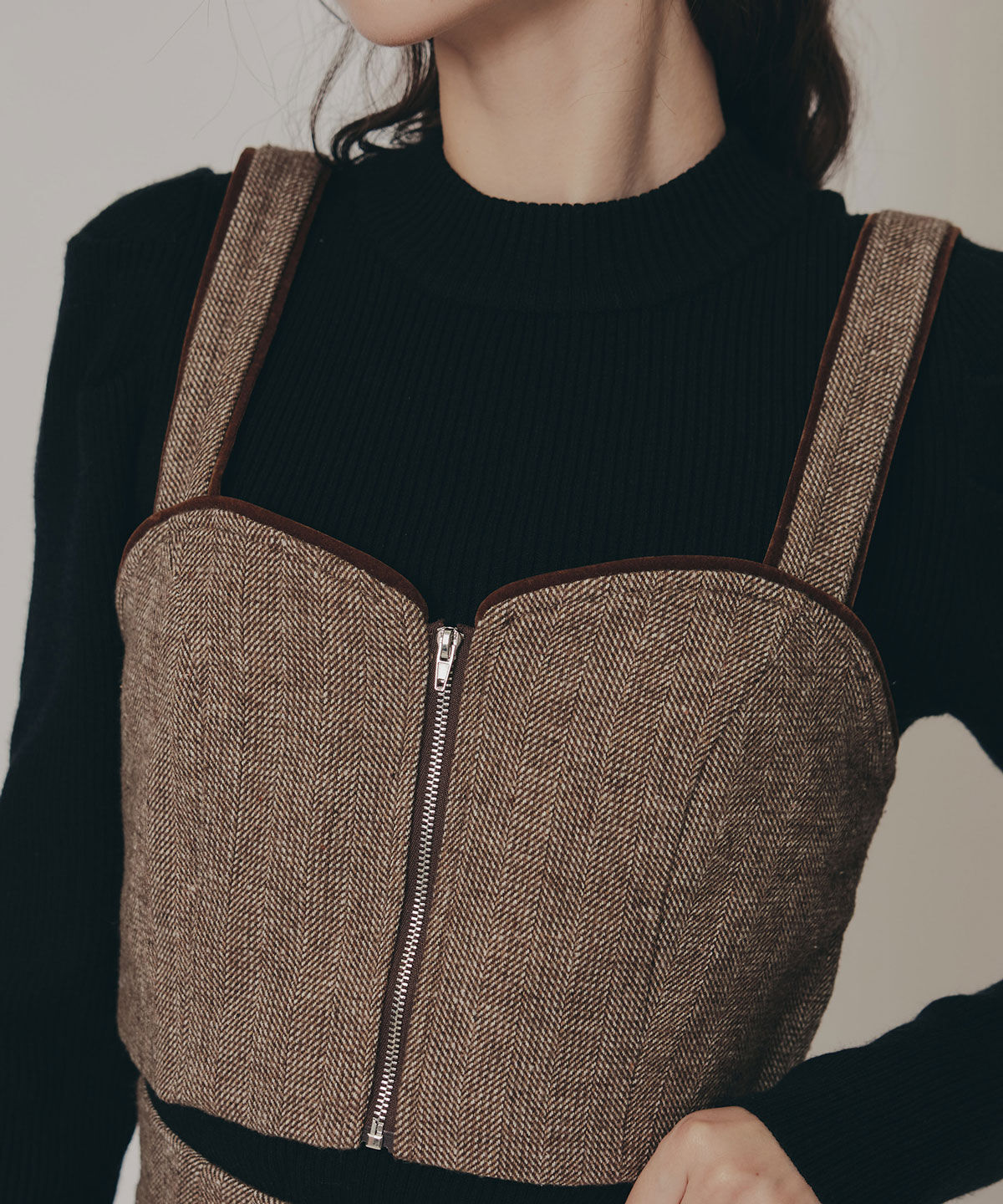 REDYAZEL「ヘリンボーンビスチェ&times;フレアミニスカートセットアップ」|ワンピース|