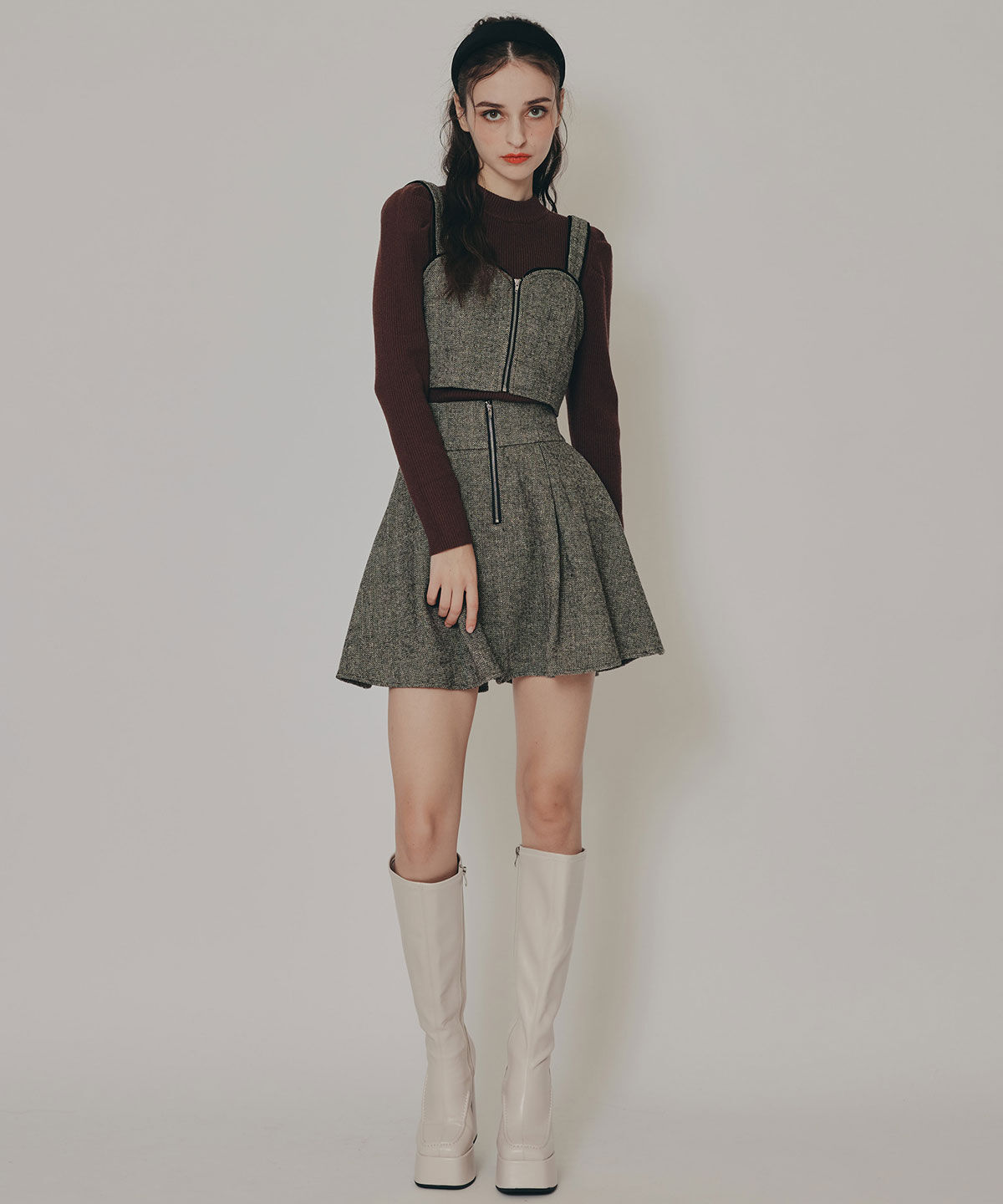 REDYAZEL「ヘリンボーンビスチェ&times;フレアミニスカートセットアップ」|ワンピース|