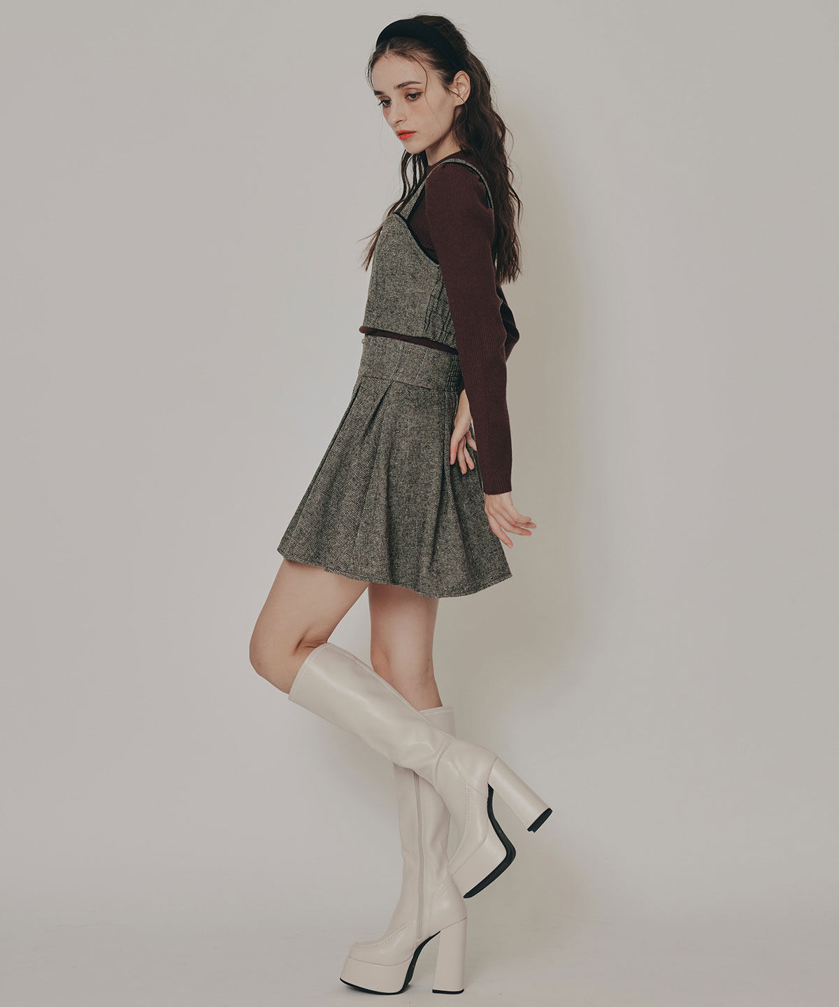 REDYAZEL「ヘリンボーンビスチェ&times;フレアミニスカートセットアップ」|ワンピース|