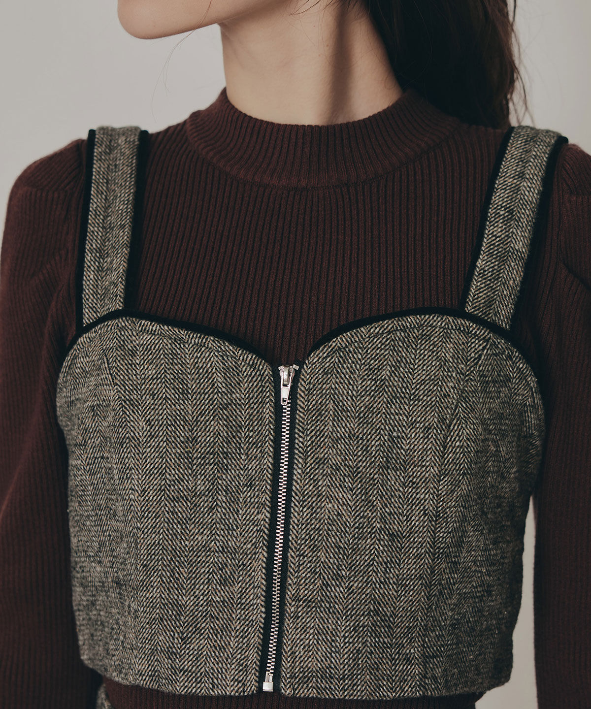 REDYAZEL「ヘリンボーンビスチェ&times;フレアミニスカートセットアップ」|ワンピース|