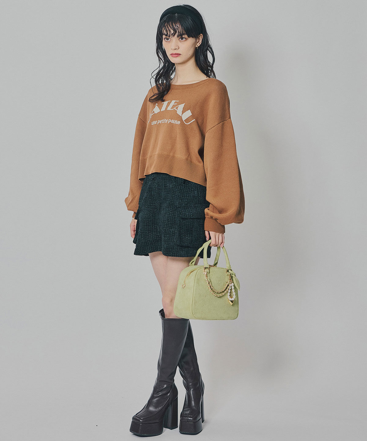 REDYAZEL「モールツイードカーゴミニスカート」|台形|