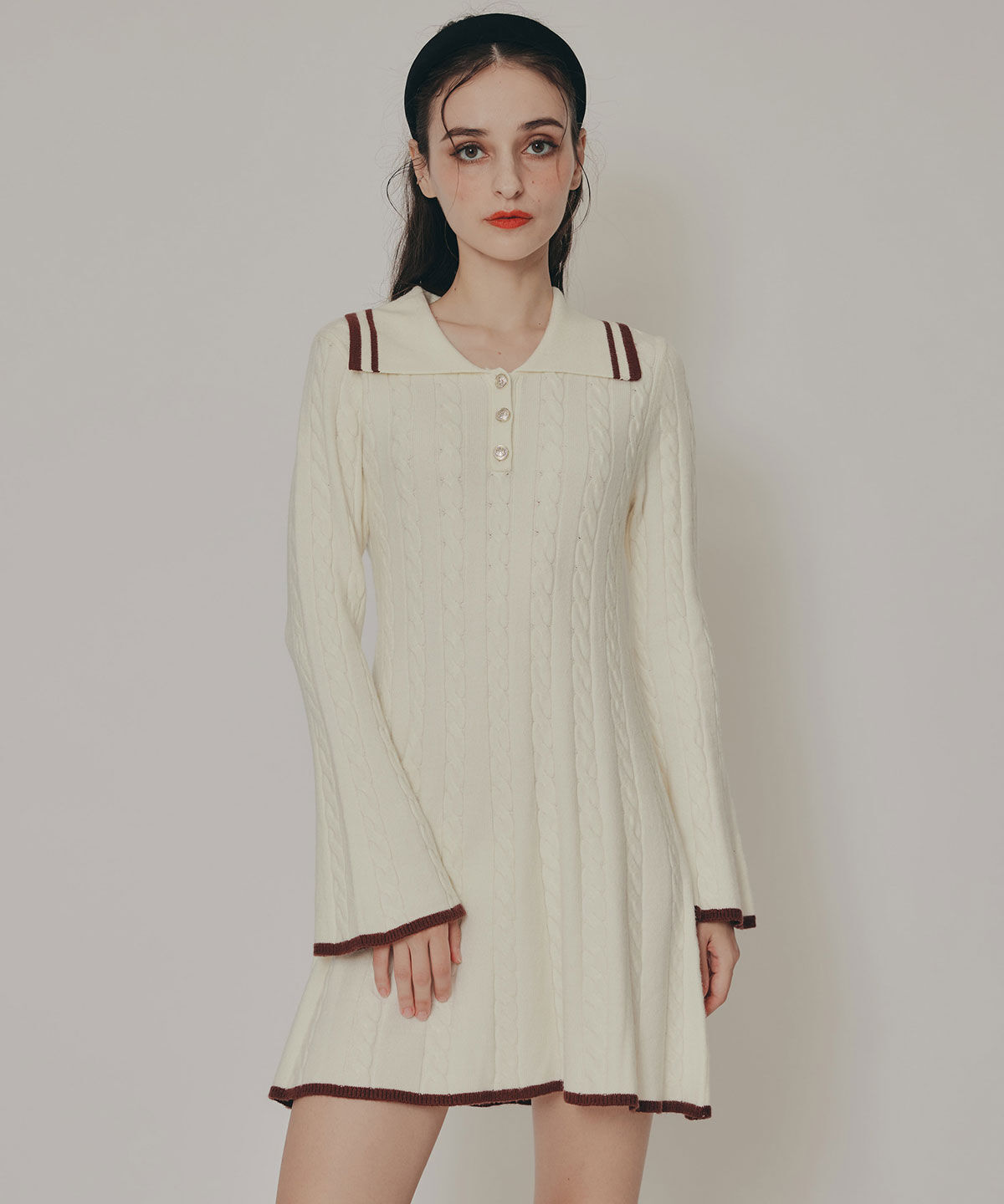 REDYAZEL「ラインケーブルミニニットワンピース」|ワンピース|