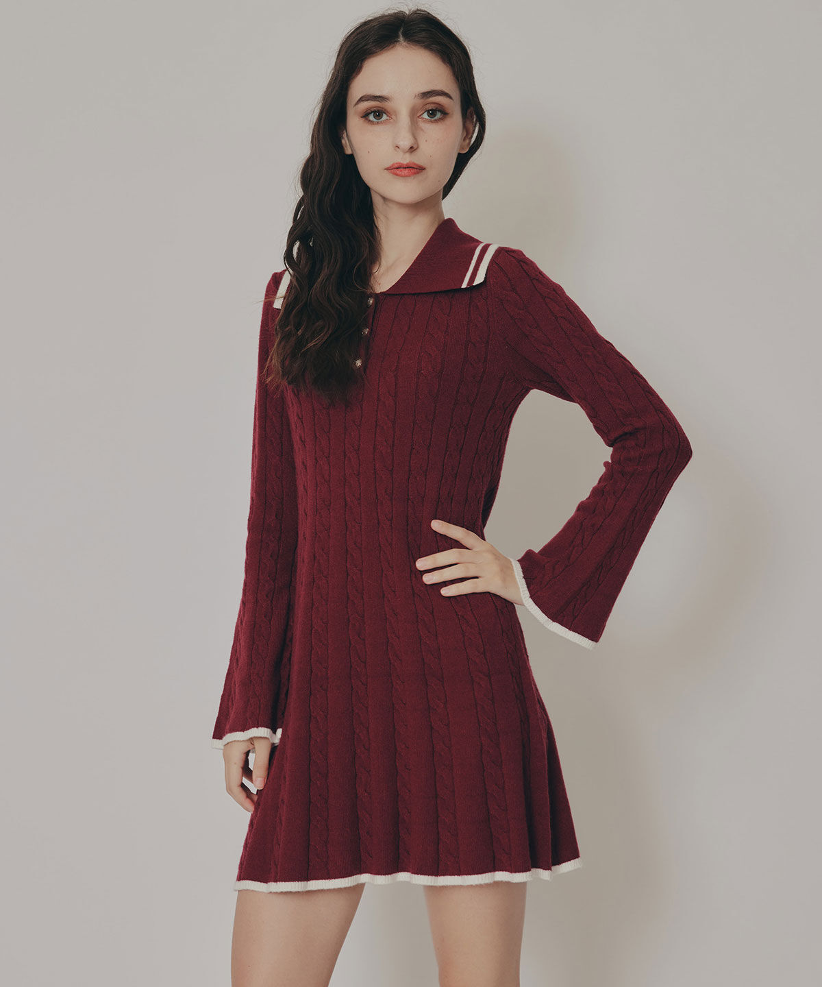 REDYAZEL「ラインケーブルミニニットワンピース」|ワンピース|