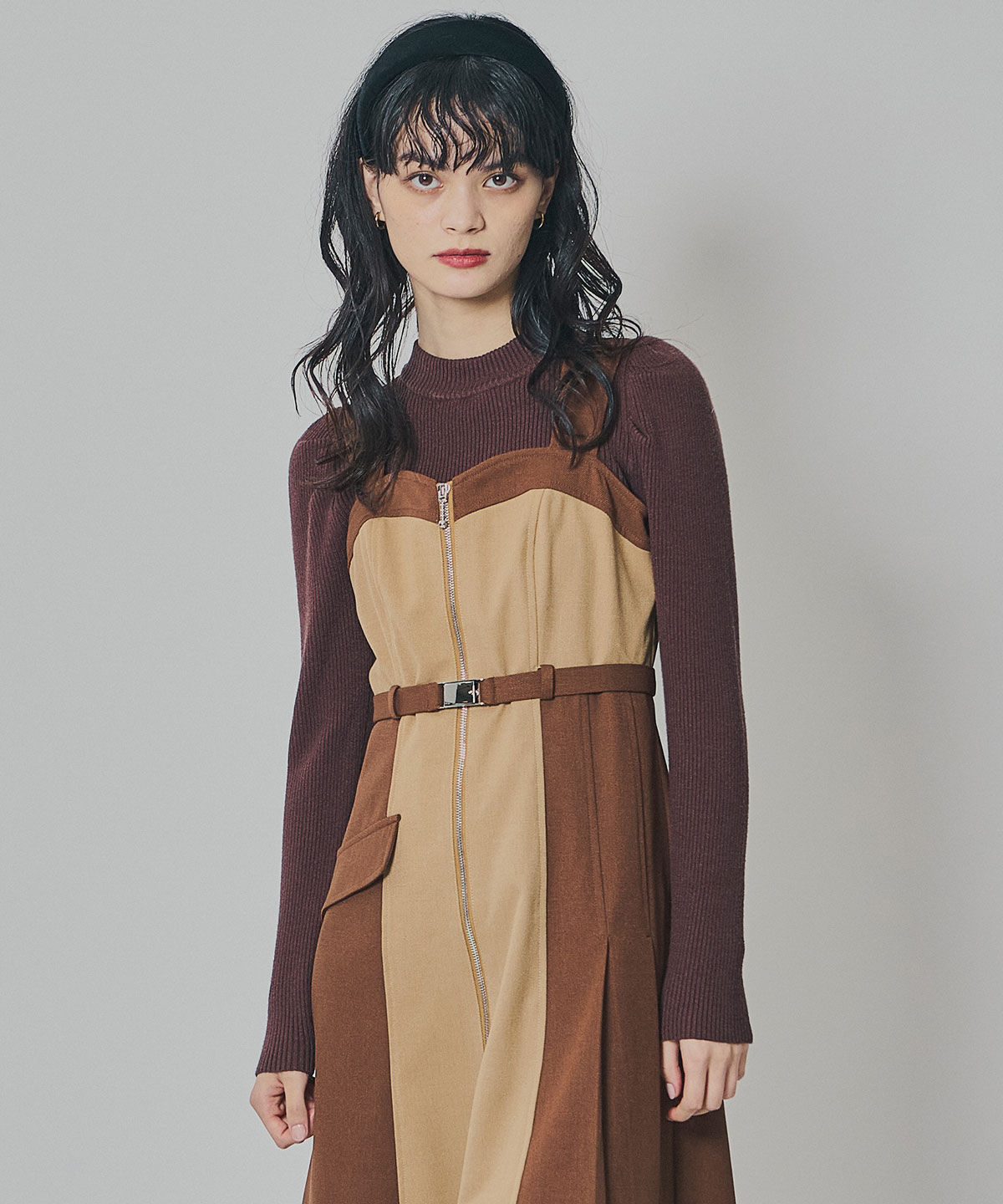 REDYAZEL「フロントジップバイカラージャンスカ」|ワンピース|