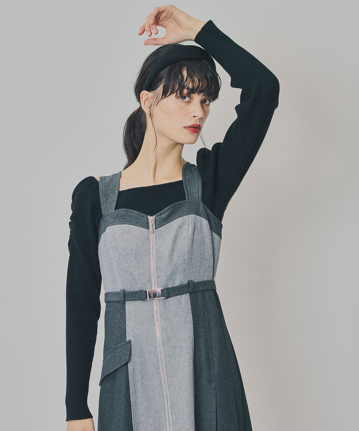 REDYAZEL「フロントジップバイカラージャンスカ」|ワンピース|