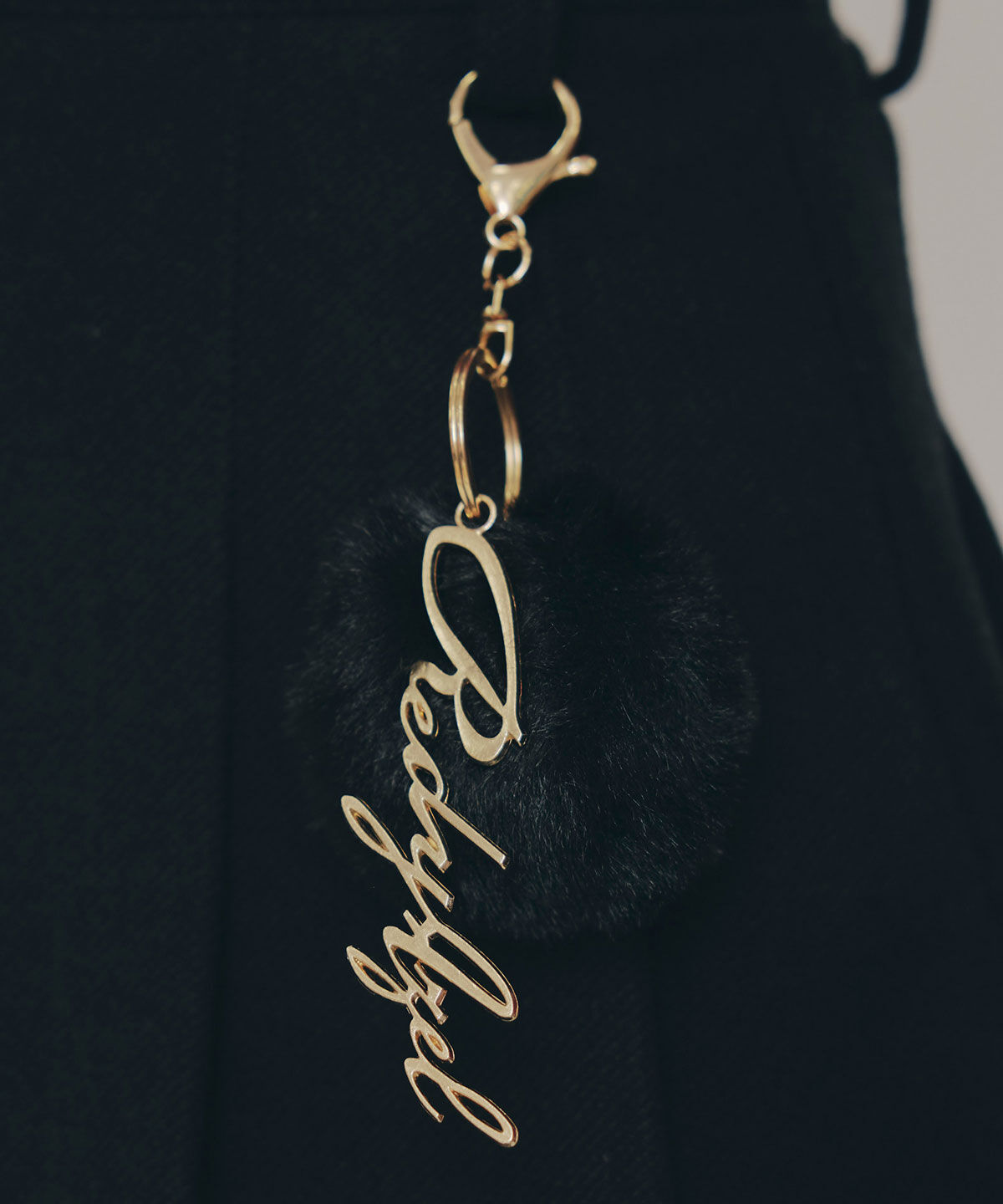 REDYAZEL「ファーチャームウールライクプリーツミニスカート」|フレア|