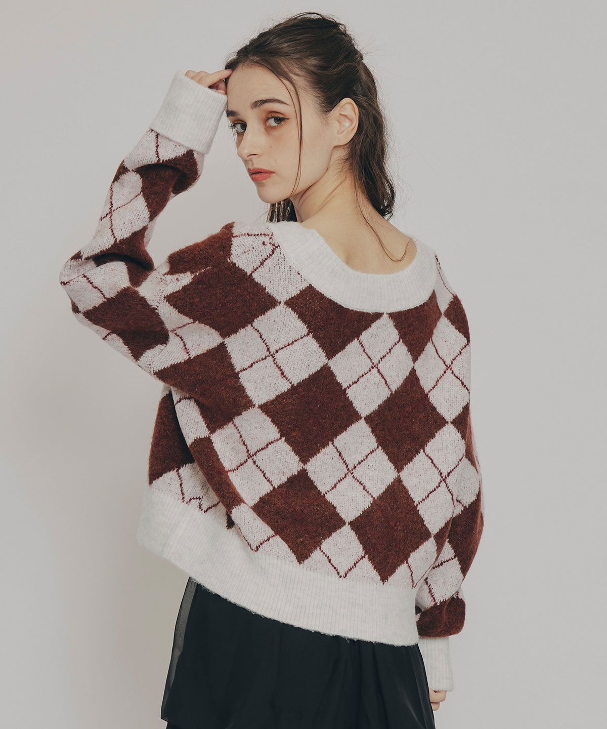 REDYAZEL「アーガイルVネックニットプルオーバー」|ニット・セーター|