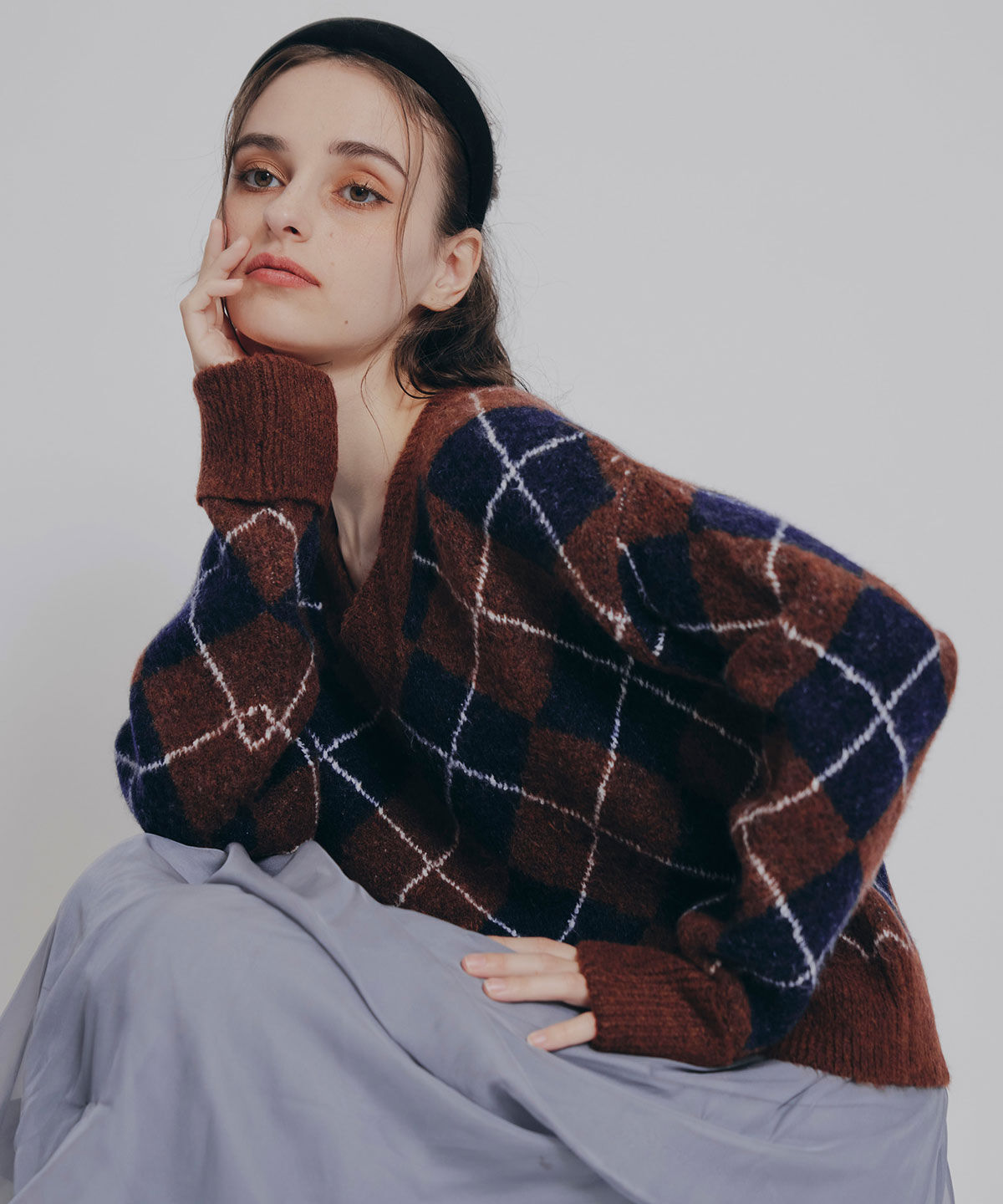 REDYAZEL「アーガイルVネックニットプルオーバー」|ニット・セーター|